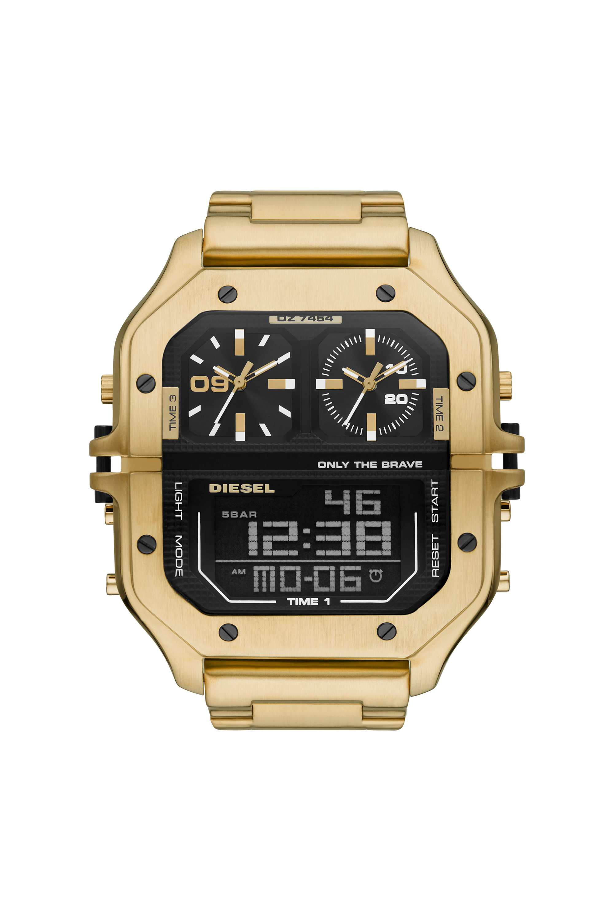 Diesel - DZ7454, Man's Clasher Ana-Digi gold-tone stainless steel watch in Gold - 1