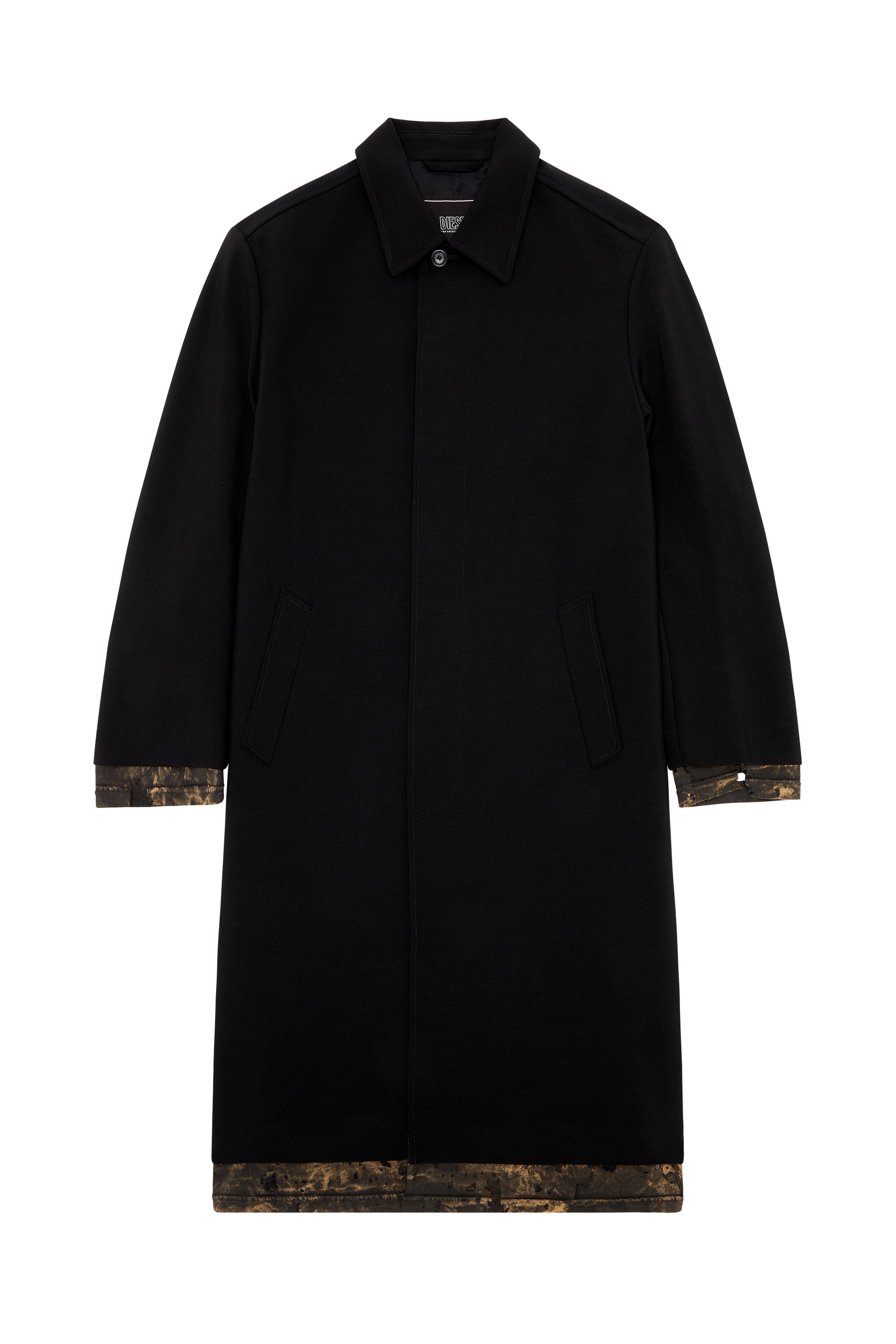 Diesel - J-LEWITT, Man's Wool-blend coat with distressed trims in Black - 3