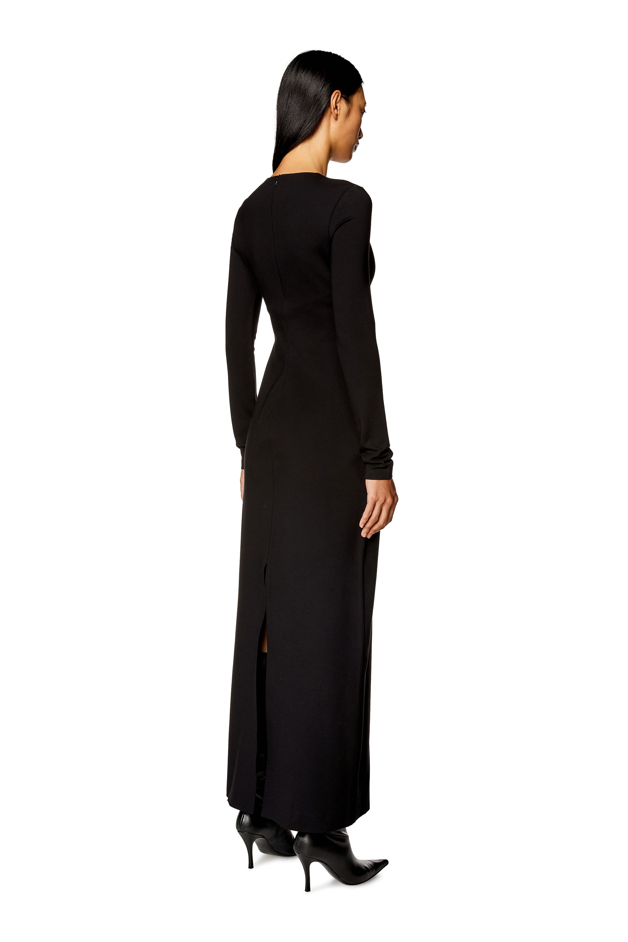 Diesel - D-AMS, Woman's Milano-knit dress with metal Oval D plaque in Black - 3