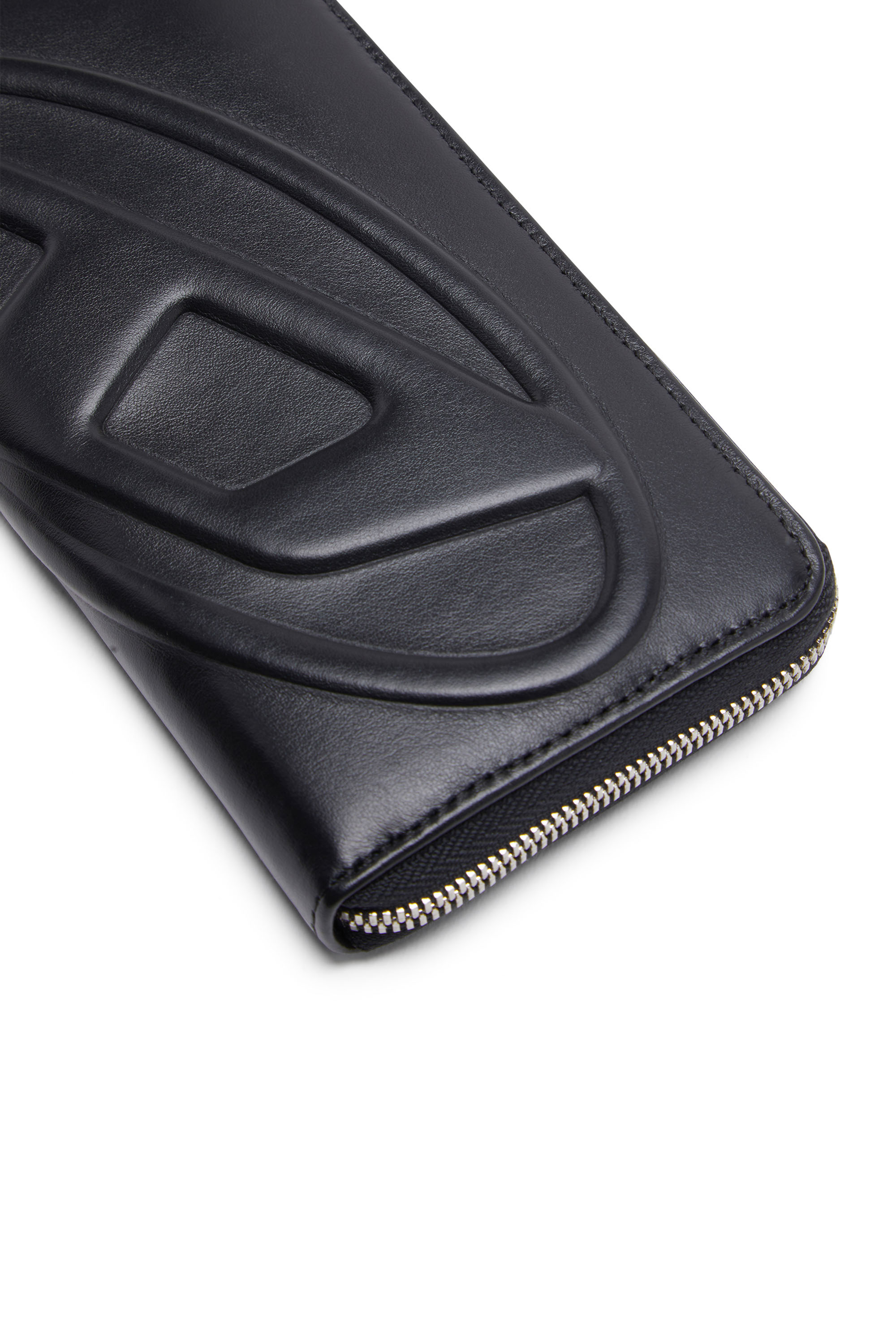 Diesel - 1DR-FOLD CONTINENTAL ZIP L, Woman's Long zip wallet with embossed logo in Black - 4