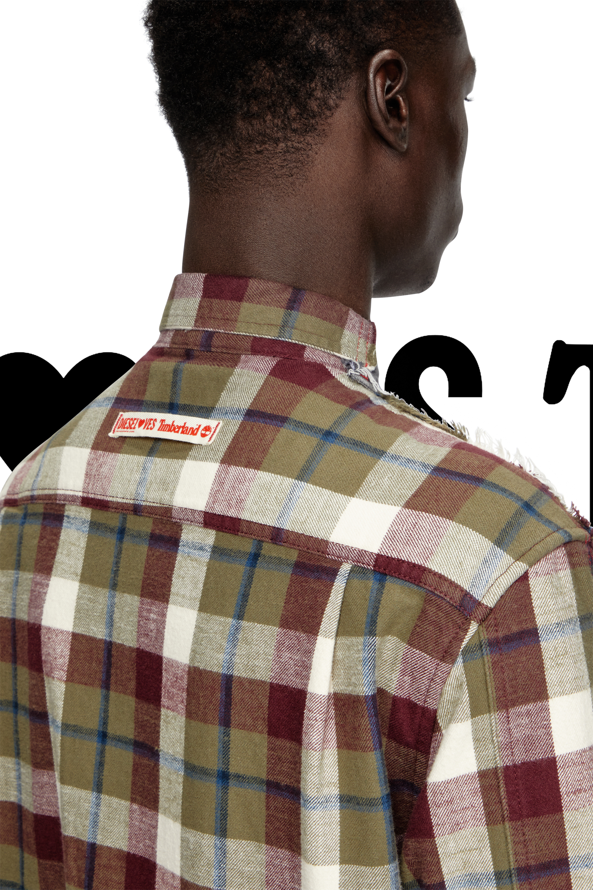 Diesel - Shirt Dieseloves 7A, Unisex's Denim and check shirt in Grey/Red - 1
