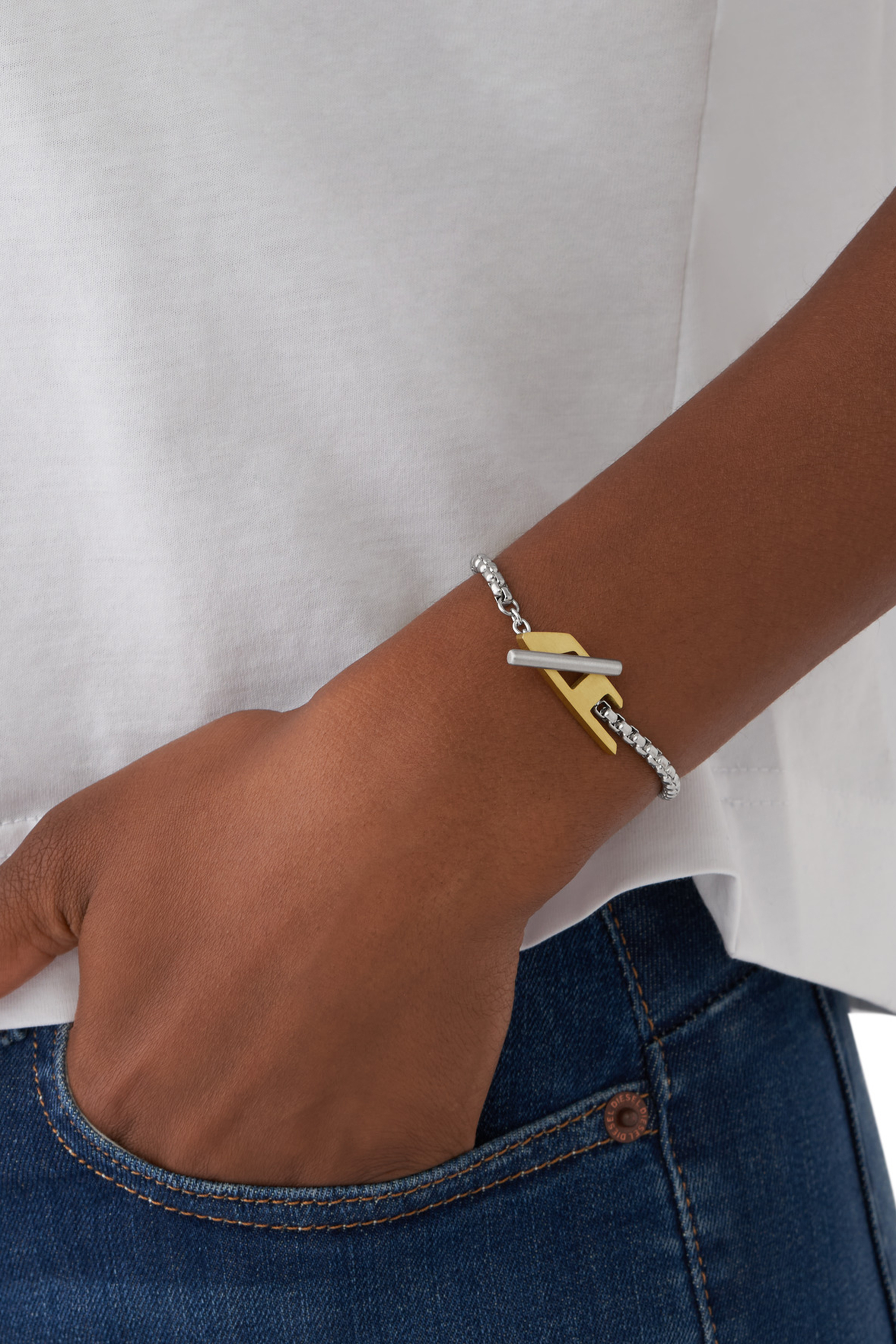 Diesel - DX1377, Unisex's Two-Tone Stainless Steel Chain Bracelet in Silver - 3