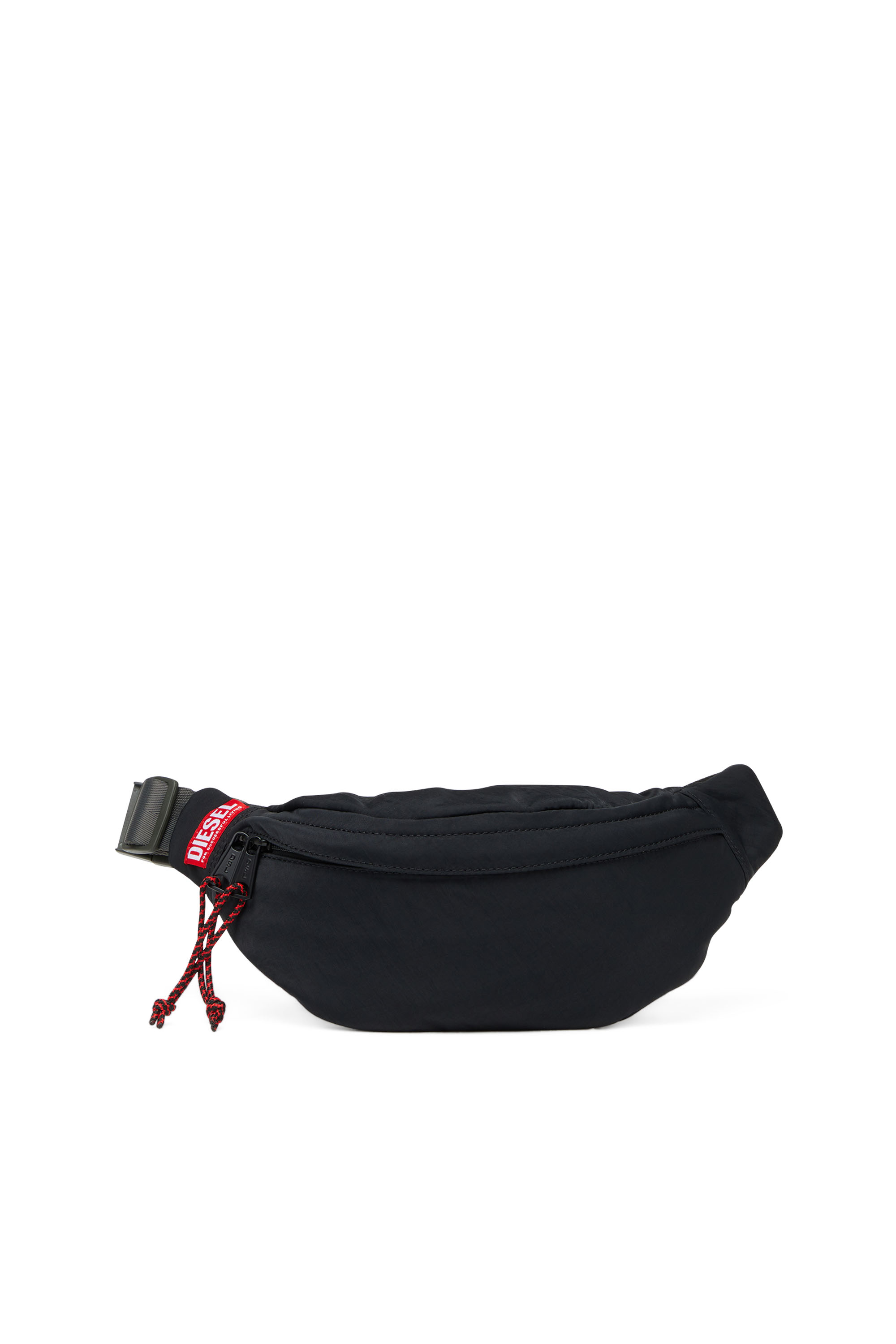 Diesel - RAVE BELTBAG X, Man's Rave Beltbag X - Belt bag in washed recycled fabric in Black - 1