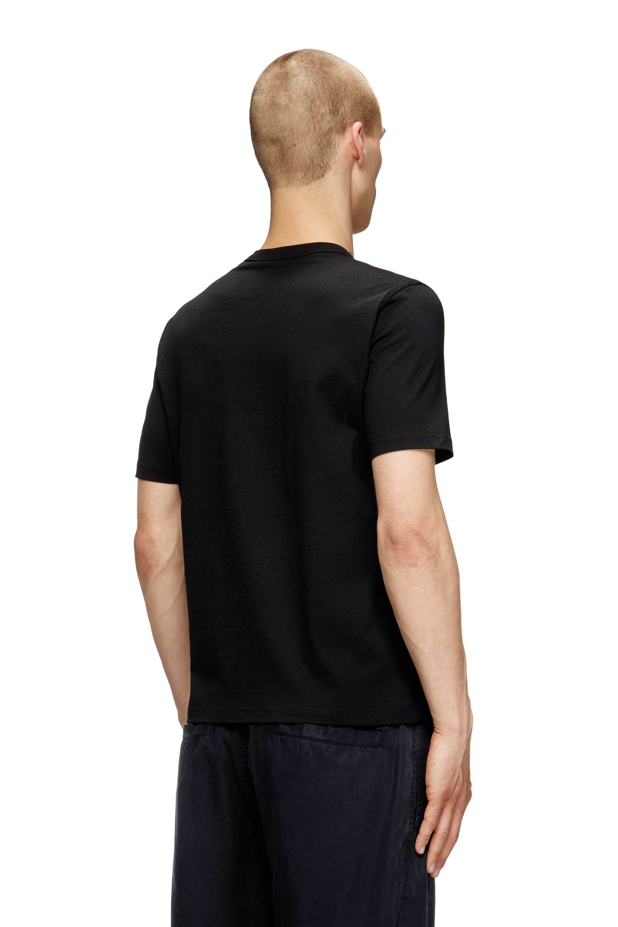 Diesel - T-ADJUST-MICRODIV, Unisex's T-shirt with micro-embroidered logo in Black - 4
