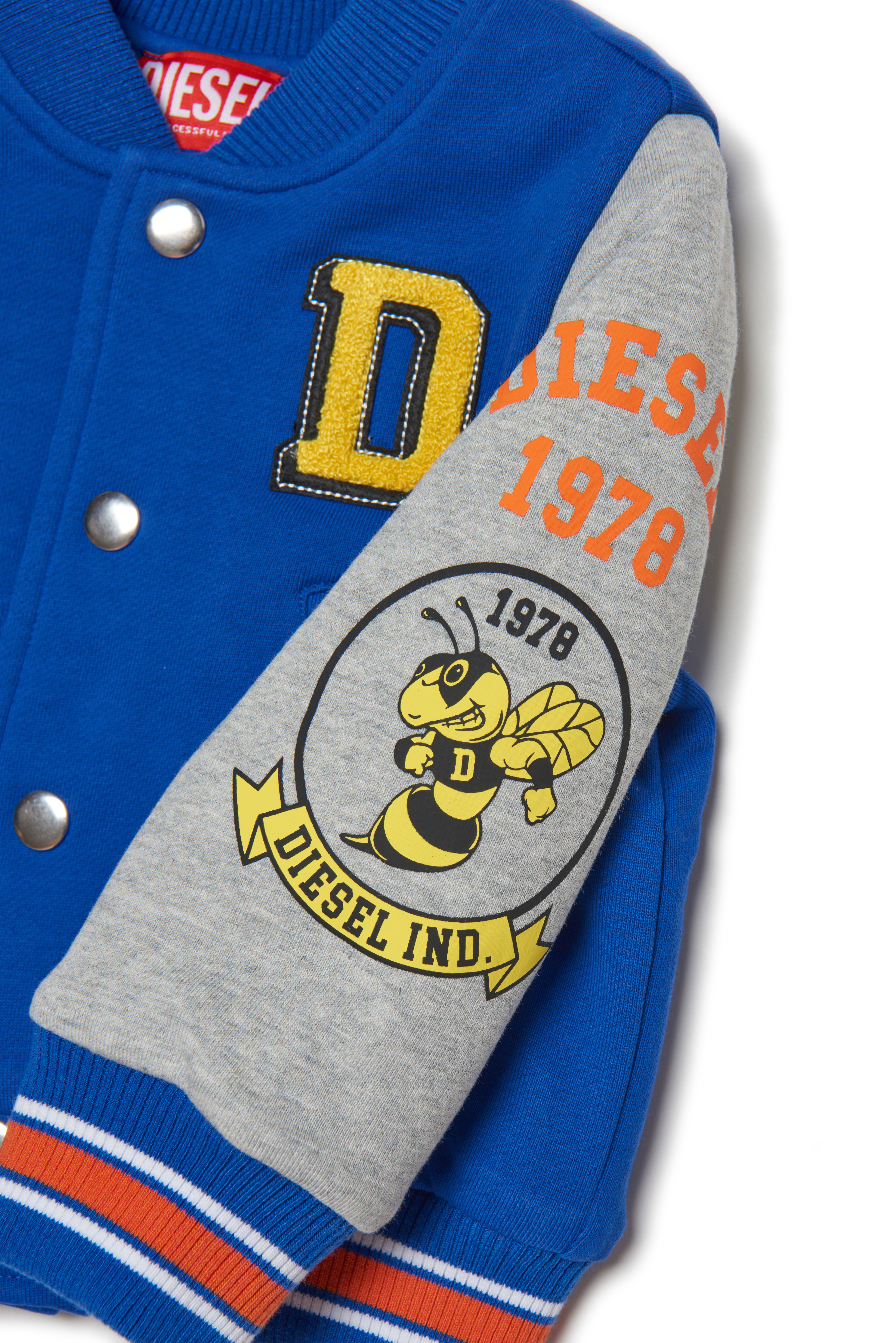 Diesel - JSCOLB, Man's Jersey jacket with varsity prints in Blue - 3