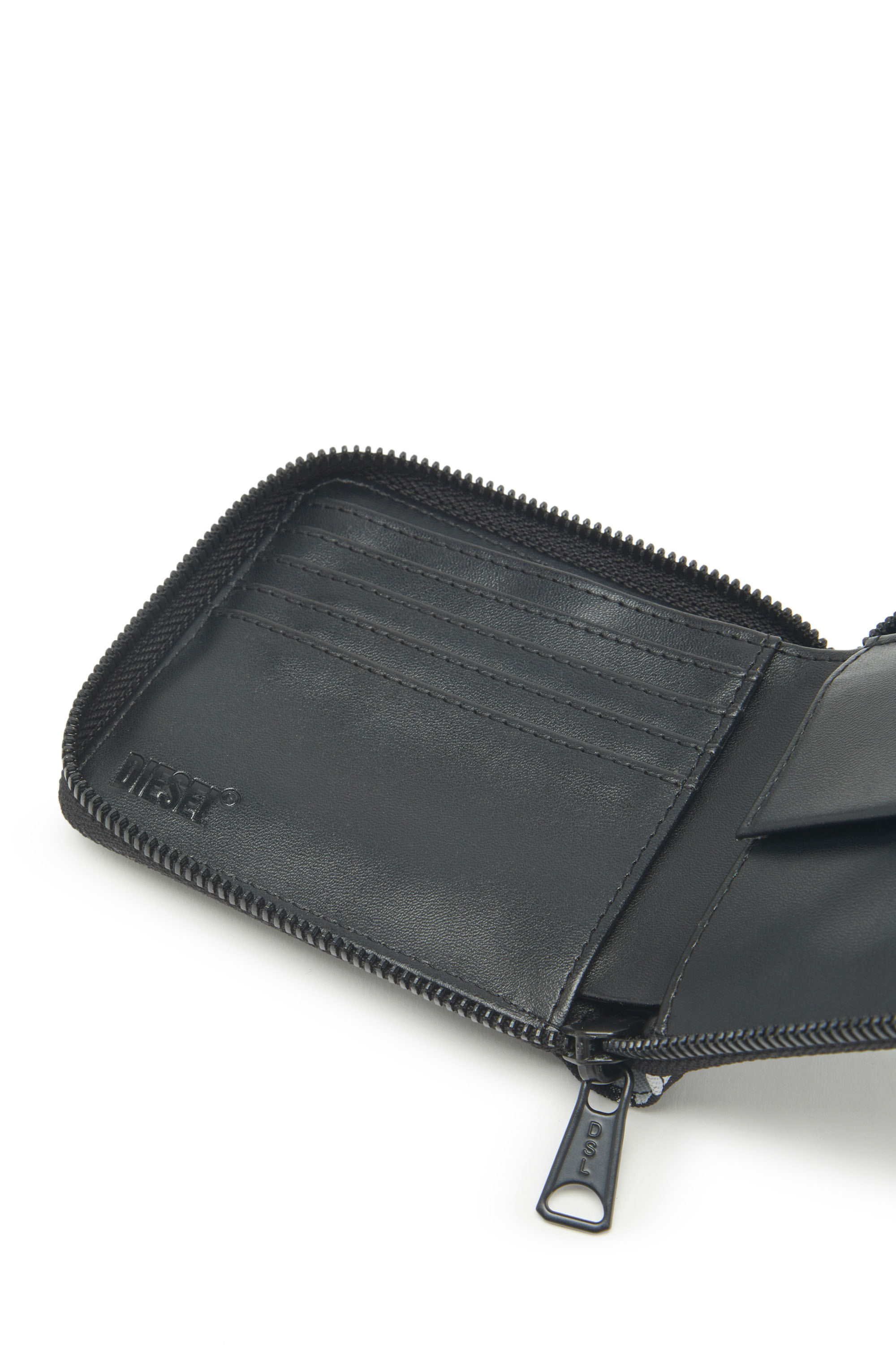 Diesel - RAVE BI-FOLD COIN ZIP XS, Unisex's Zip wallet in logo-print fabric in Black - 3