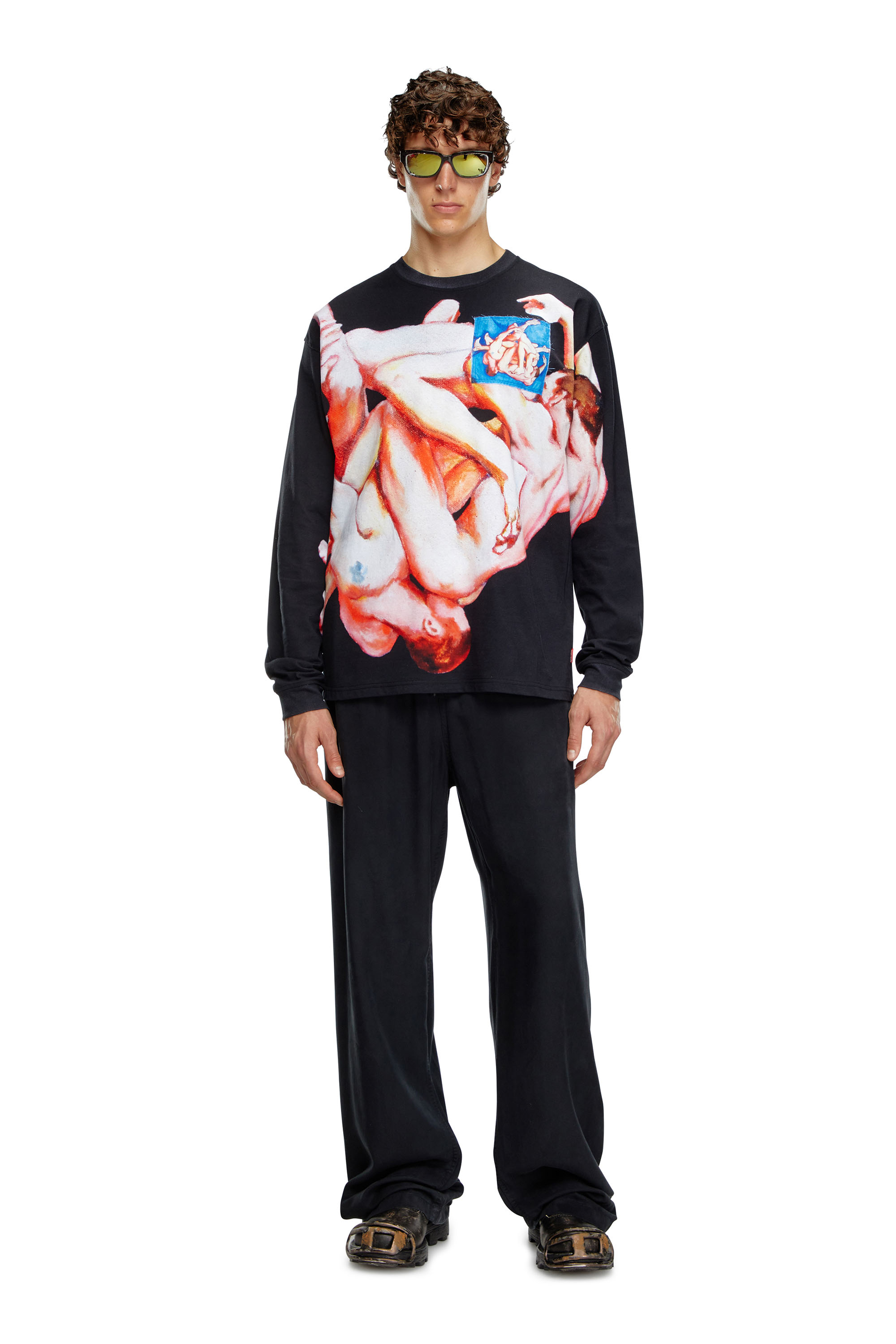 Diesel - PR-T-BOXT-LS-VAL, Unisex's Long-sleeve T-shirt with print and patches in Black - 3