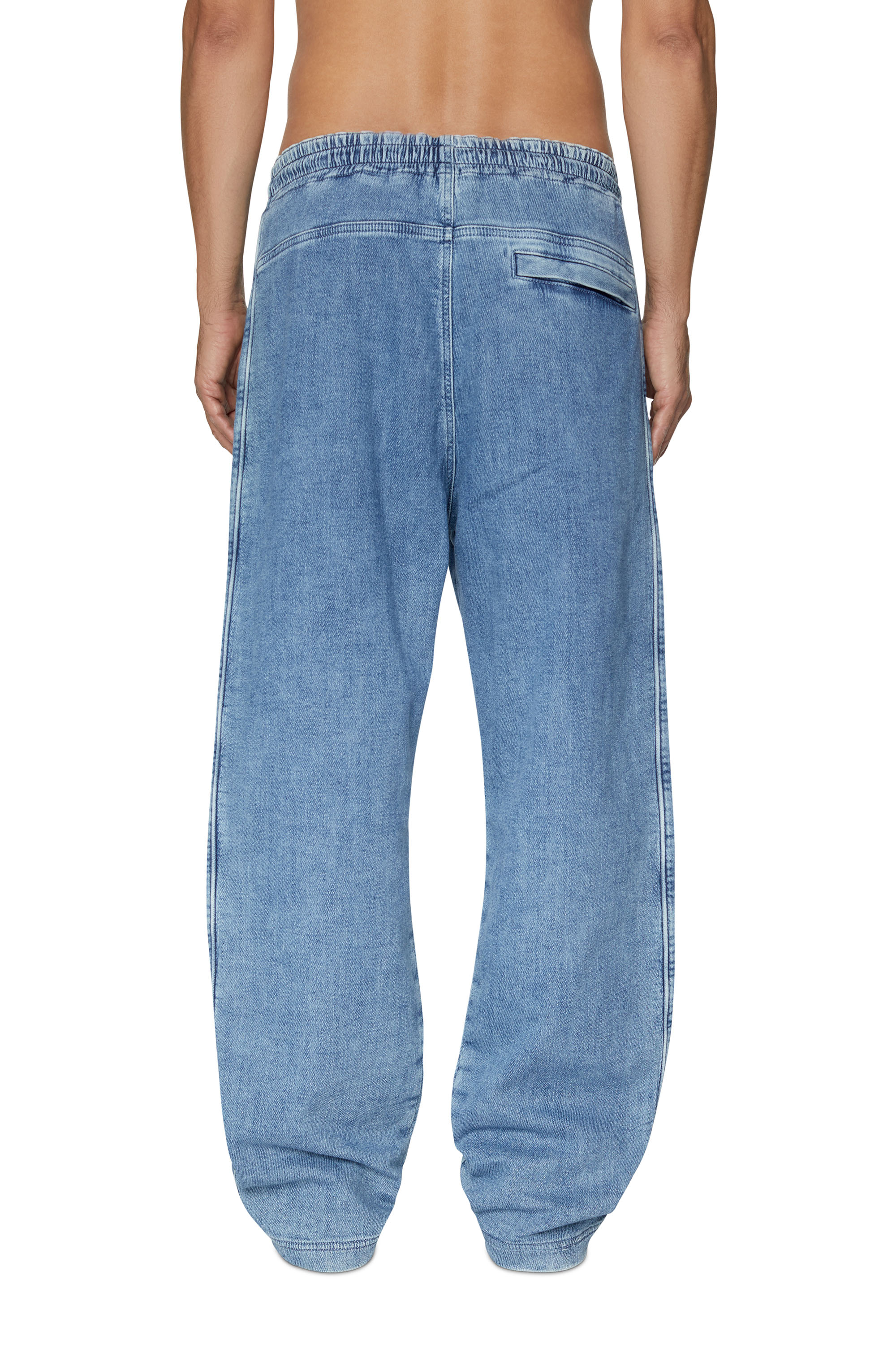 Diesel - Straight D-Martians Track Denim 09D01, Man's Straight D-Martians Track Denim in Light Blue - 4