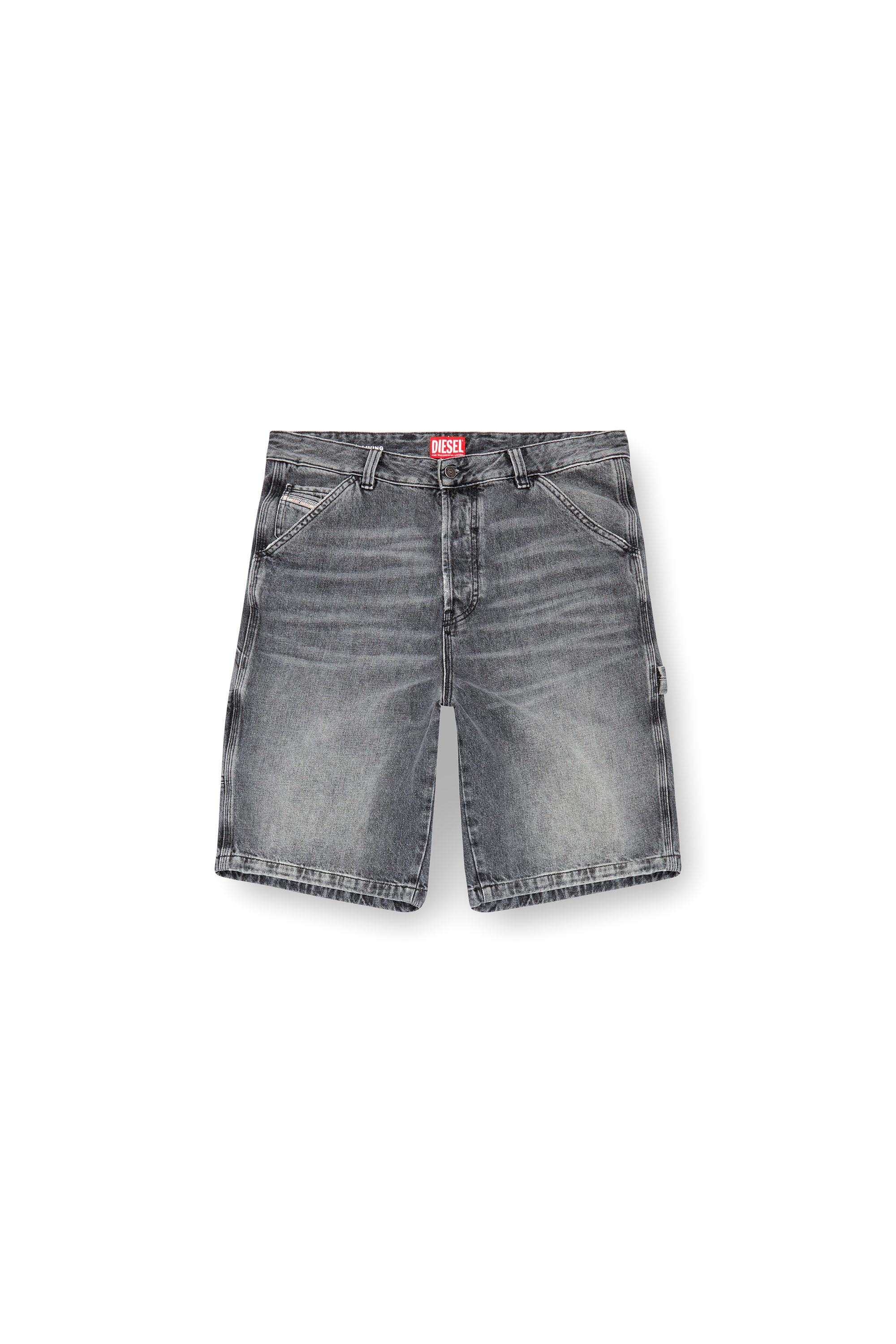 Diesel - D-LIVERY-SHORT, Man's Hemp denim utility shorts in Black - 3