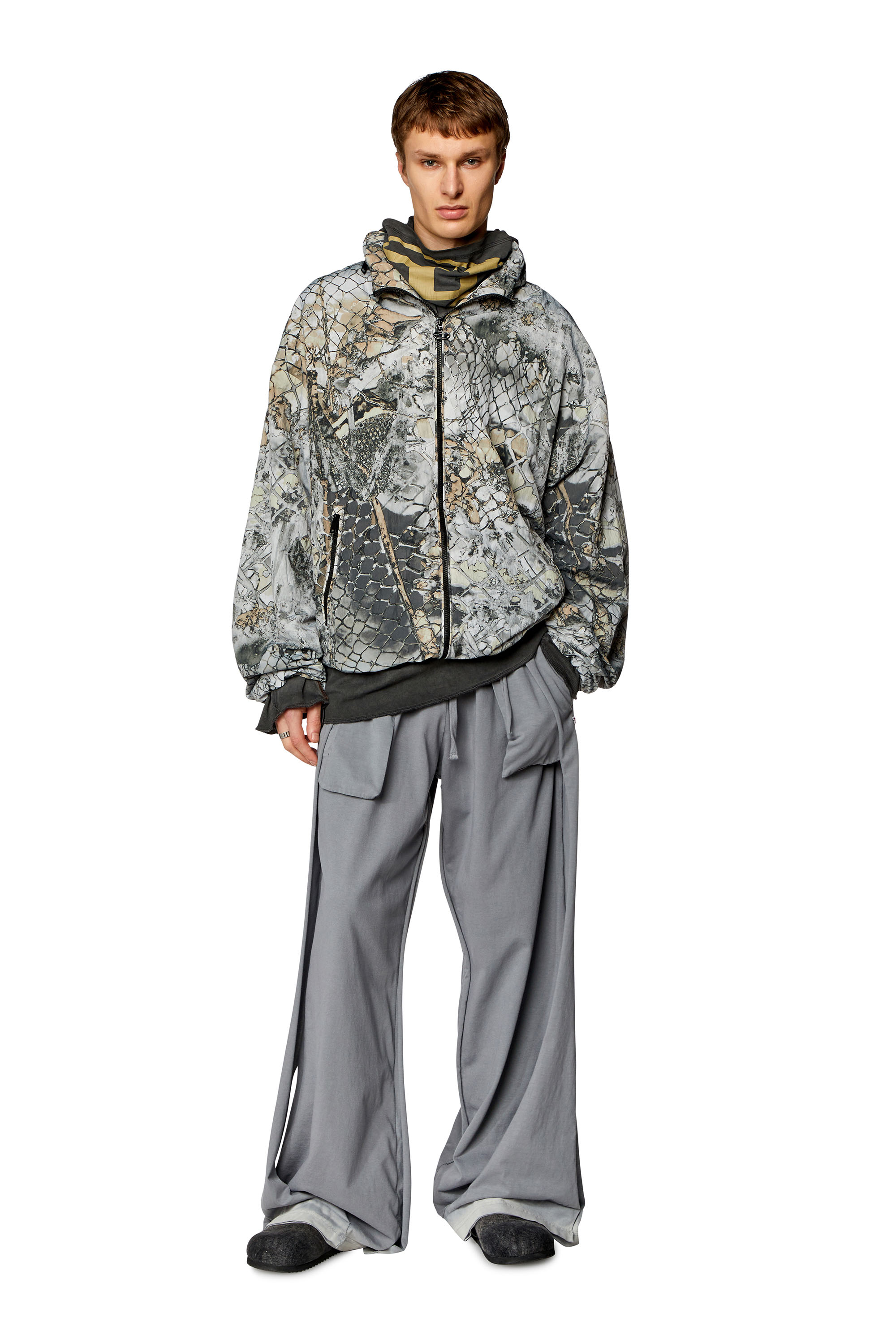Diesel - J-DORSETT, Man's Windbreaker with abstract print in Grey - 2