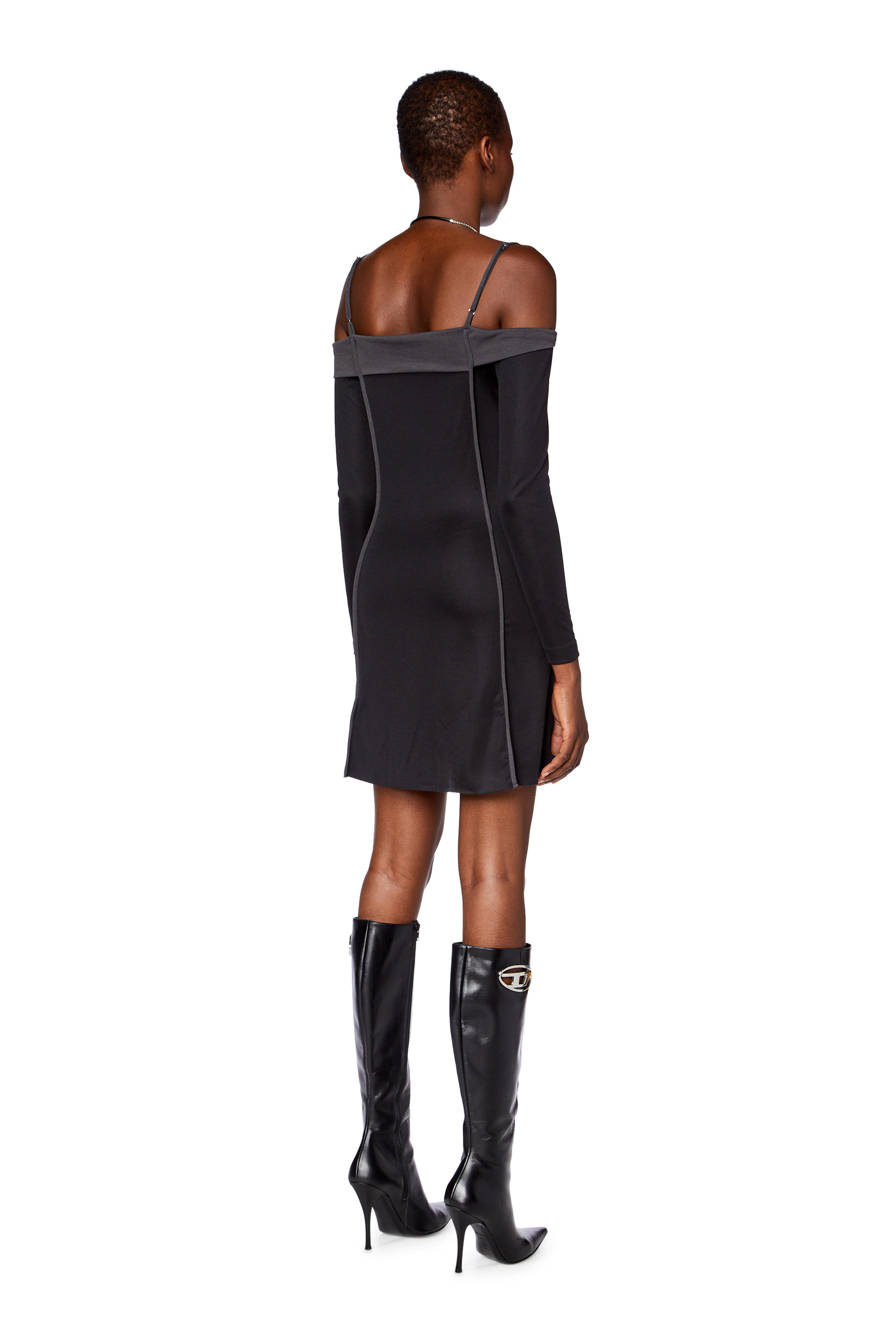 Diesel - D-RAPPY, Woman's Bandeau dress in stretch modal in Black - 3