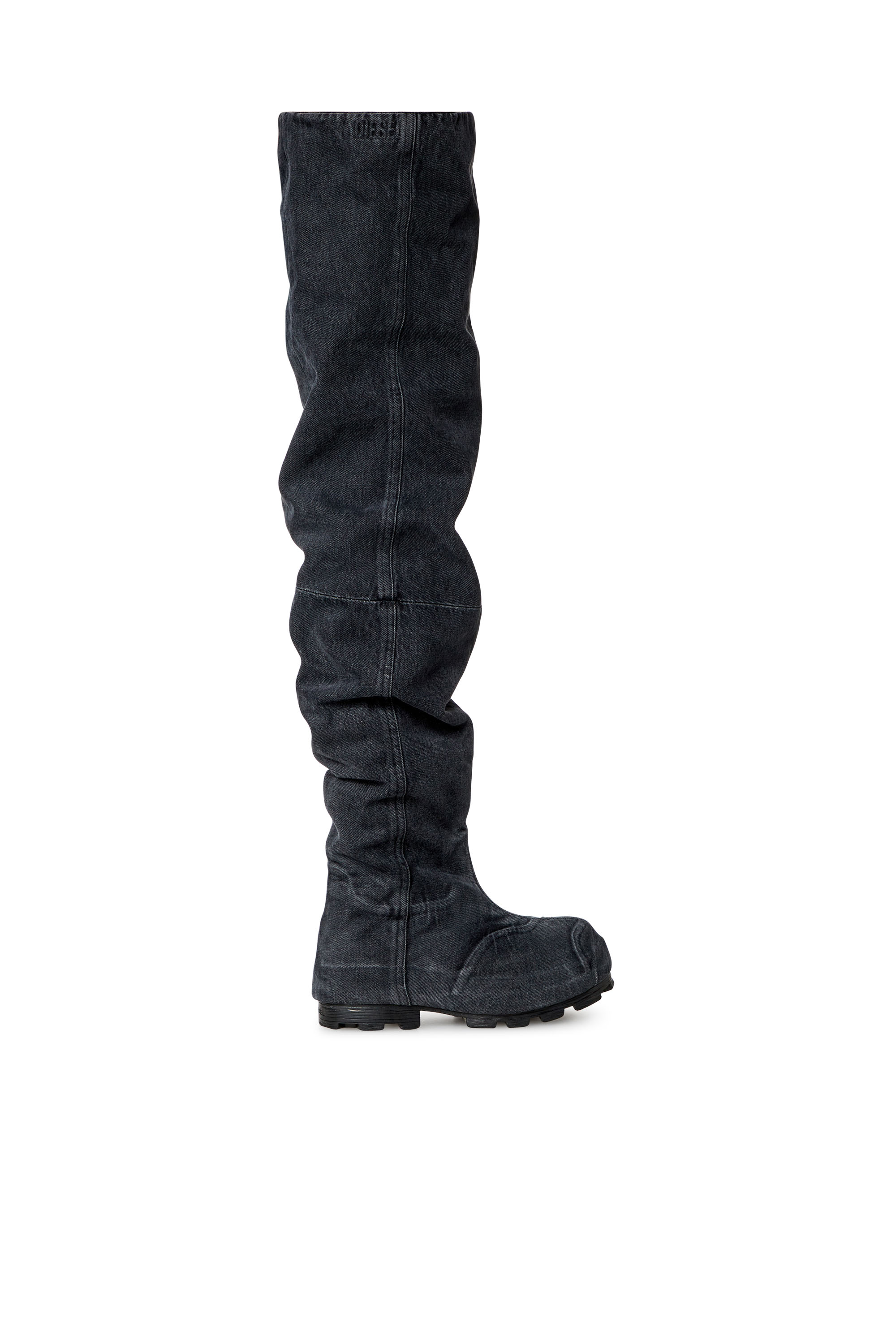 Diesel - D-HAMMER TBT MD, Man's D-Hammer Tbt Md Boots - Over-the-knee boots in washed denim in Black - 1