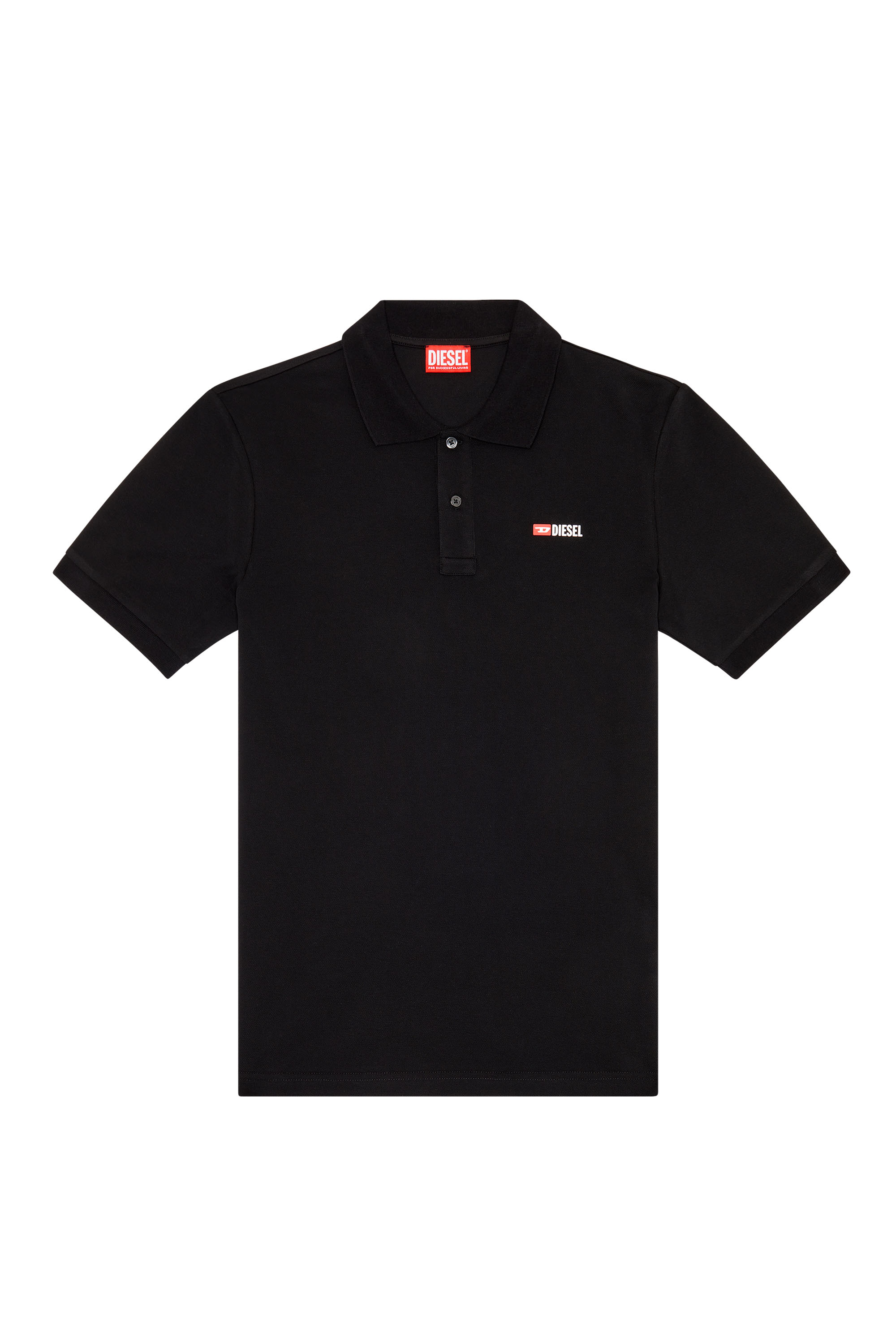 Diesel - T-SMITH-DIV, Man's Polo shirt with high-density logo print in Black - 3