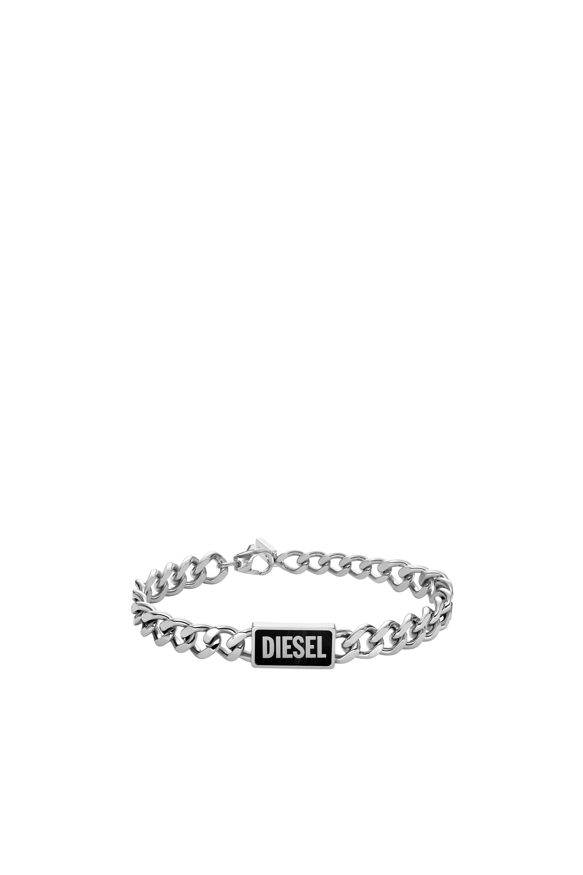 Diesel - DX1513, Unisex's Black agate id bracelet in Silver - 1