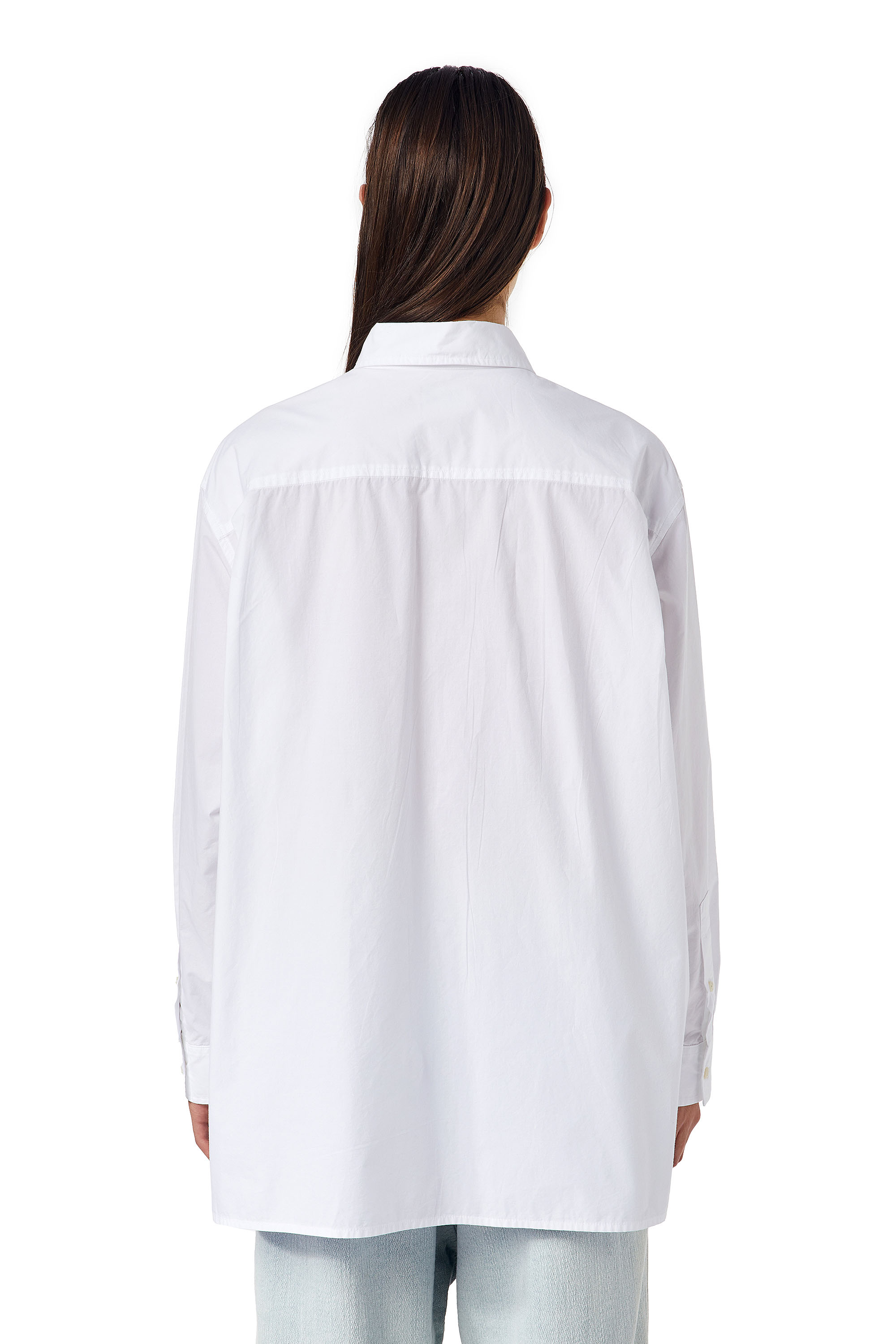 Diesel - C-BRUCE-A, Woman's Oversized shirt with oval logo in White - 4