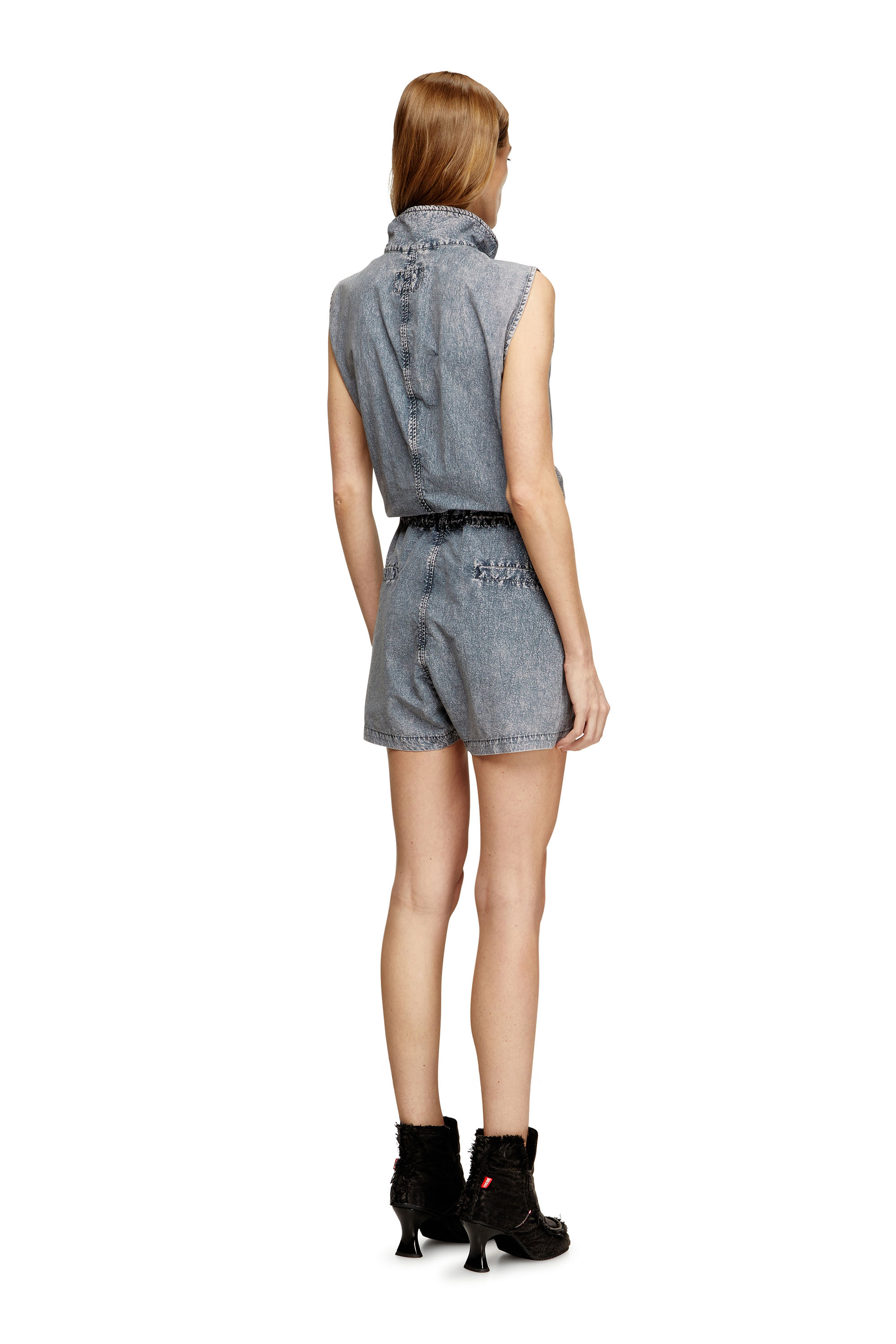 Diesel - J-ANNET, Woman's Playsuit in treated nylon in Light Blue - 4