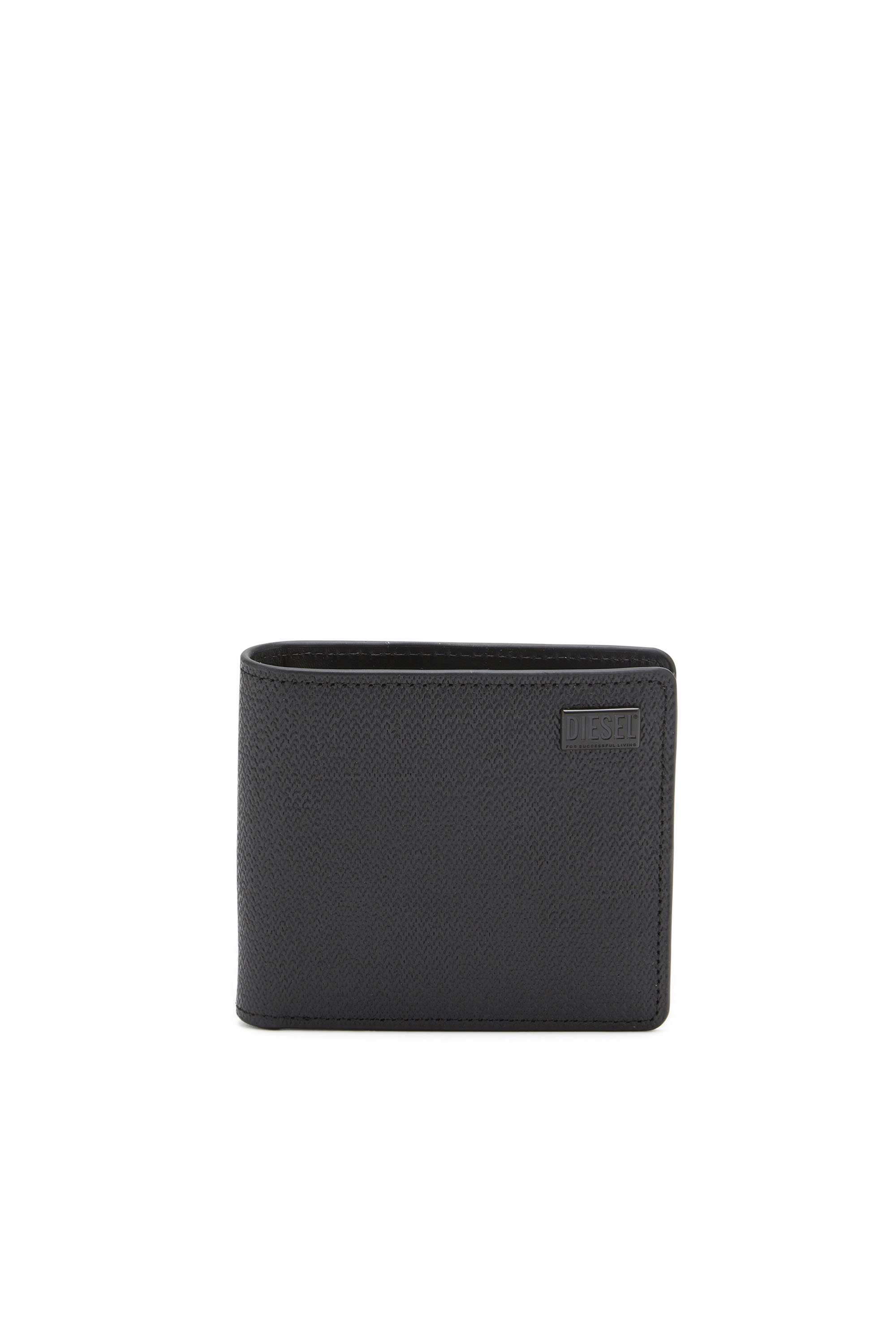 Diesel - 1DR BI-FOLD COIN S 3D, Man's Bi-fold wallet in textured leather in Black - 1