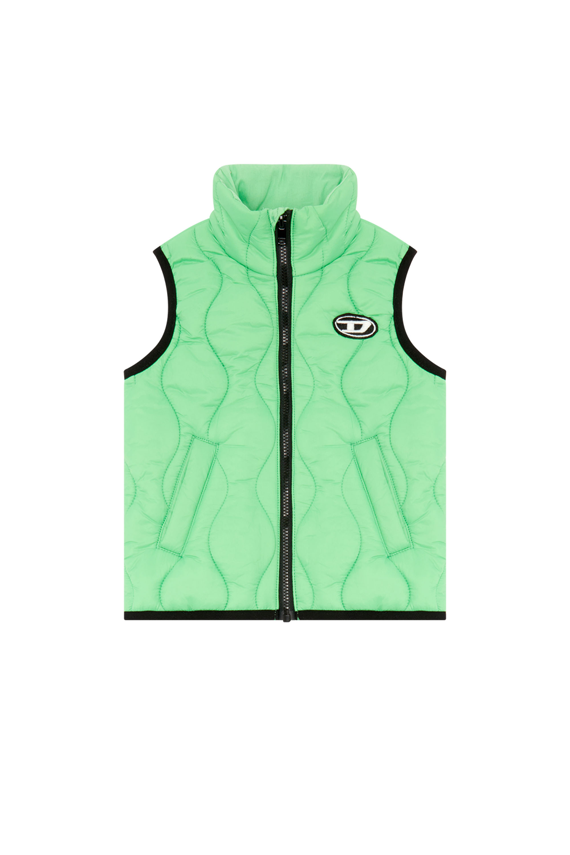 Diesel - JLASB, Unisex's Quilted vest with Oval D patch in Green - 1