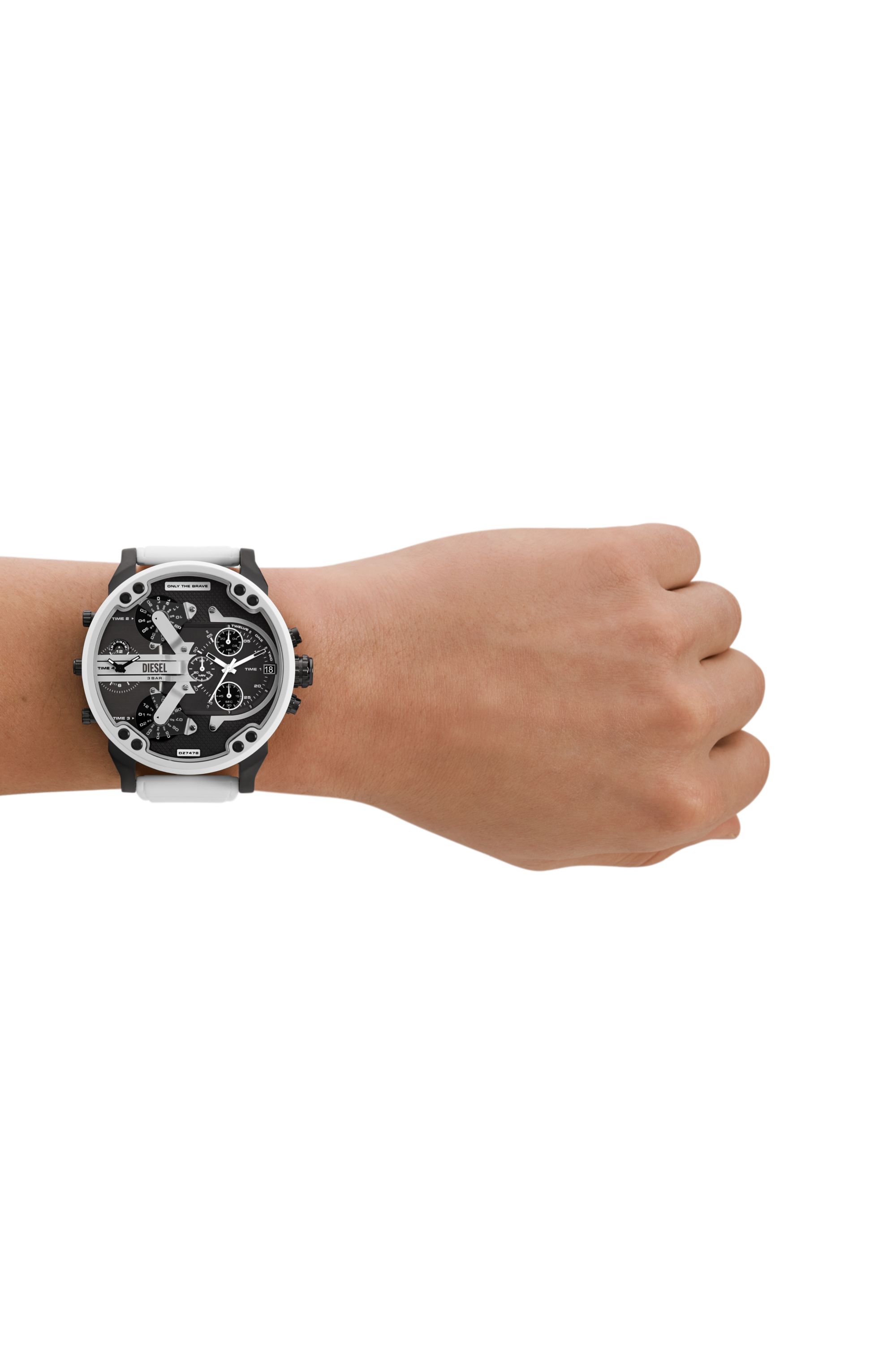 Diesel - DZ7478, Man's Mr. Daddy 2.0 White Silicone Watch in White - 4