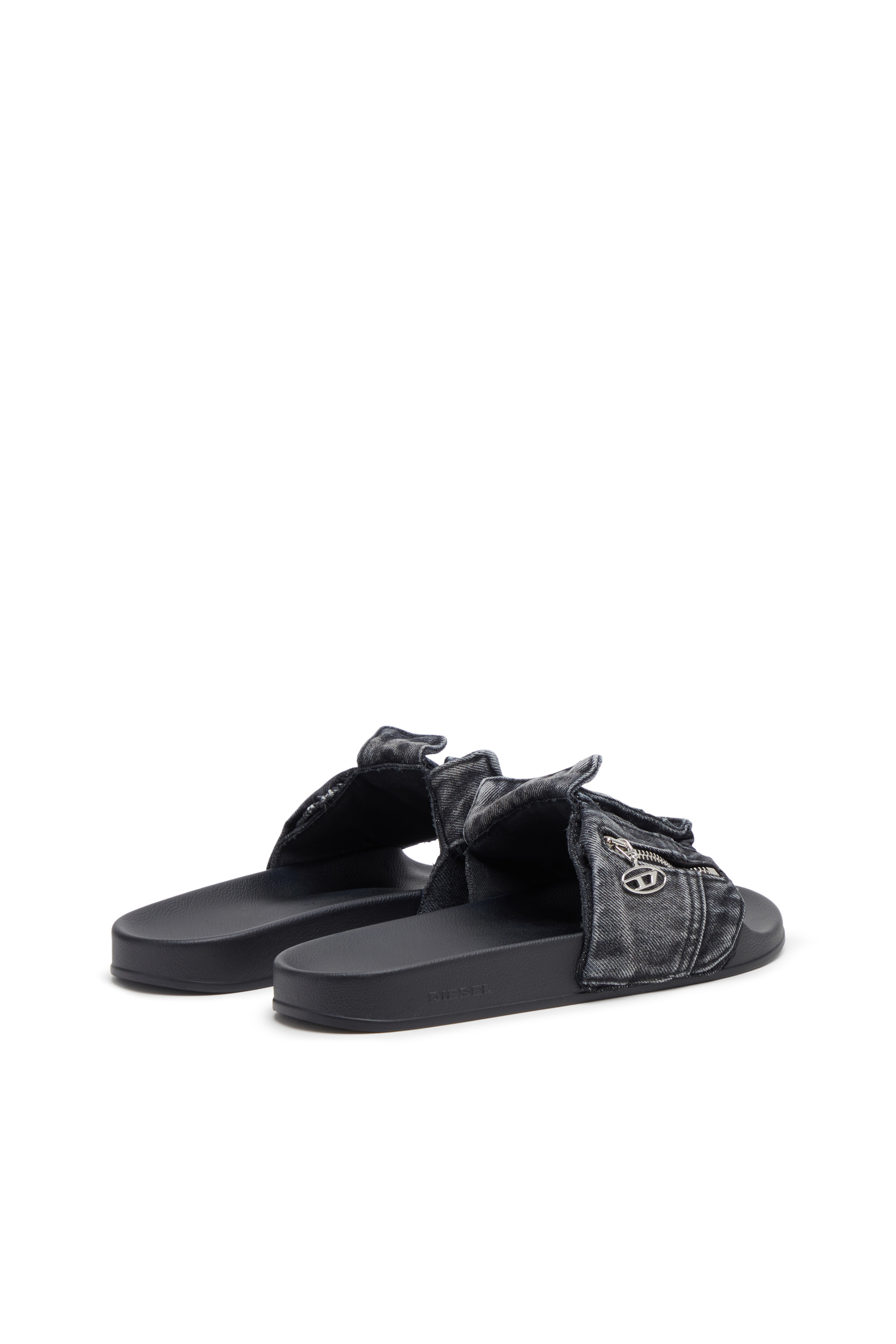 Diesel - SA-MAYEMI PK, Man's Sa-Mayemi PK - Denim pool slides with utility pockets in Black - 3