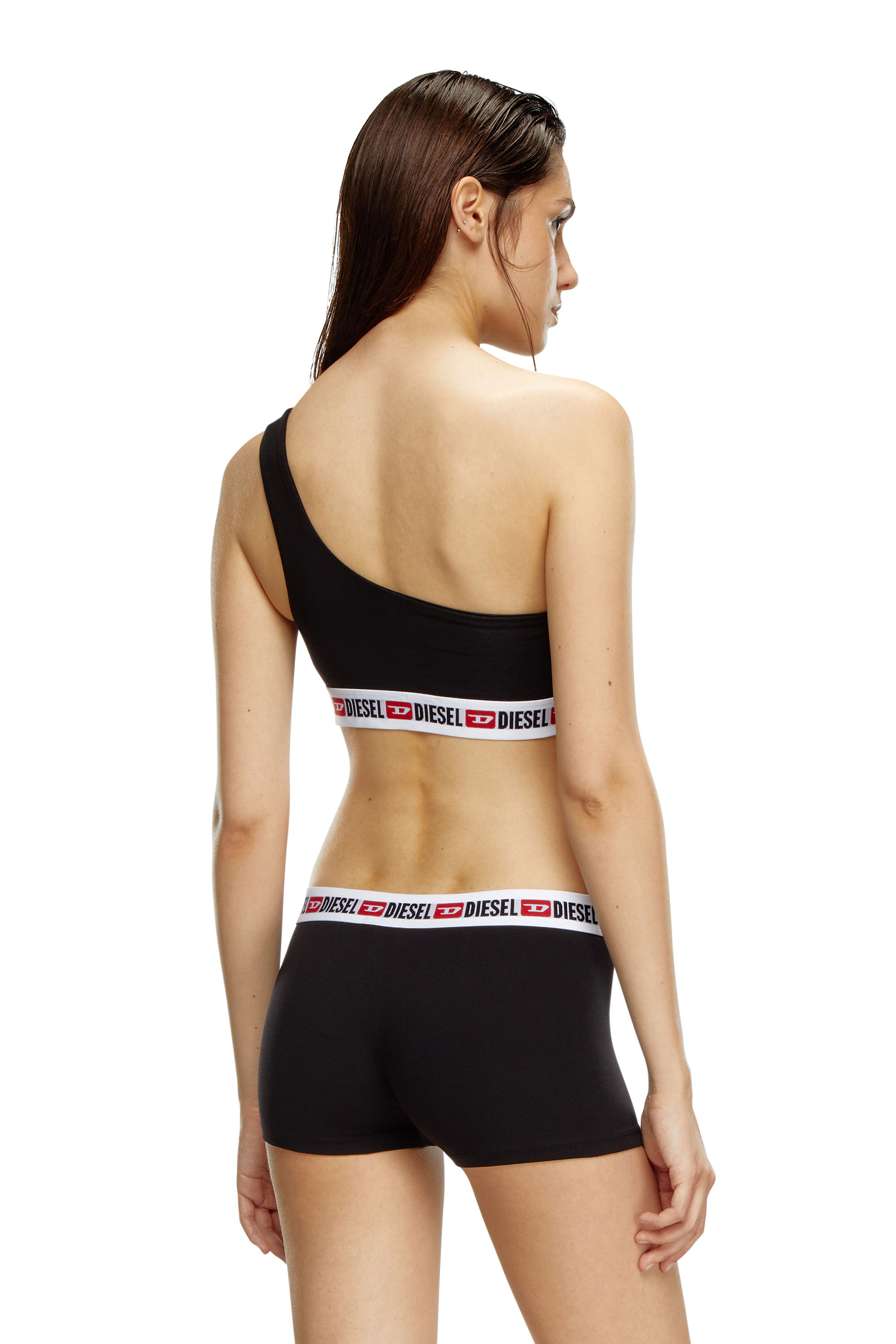 Diesel - UFSB-BAKSS-L, Woman's One-shoulder bra with logo band in Black - 3