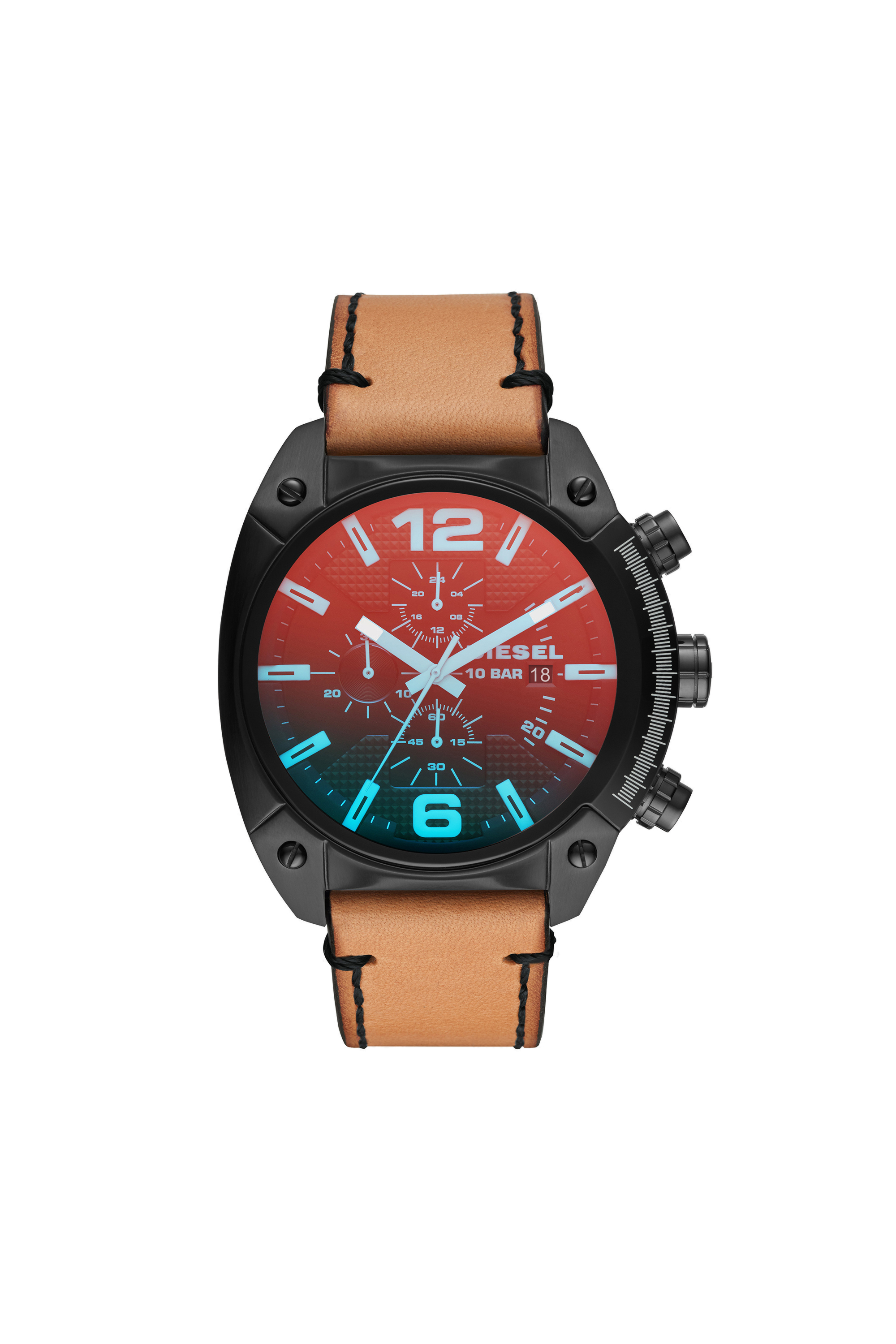 Diesel - DZ4482, Man's Overflow iridescent lens round watch, 49 mm in Brown - 1