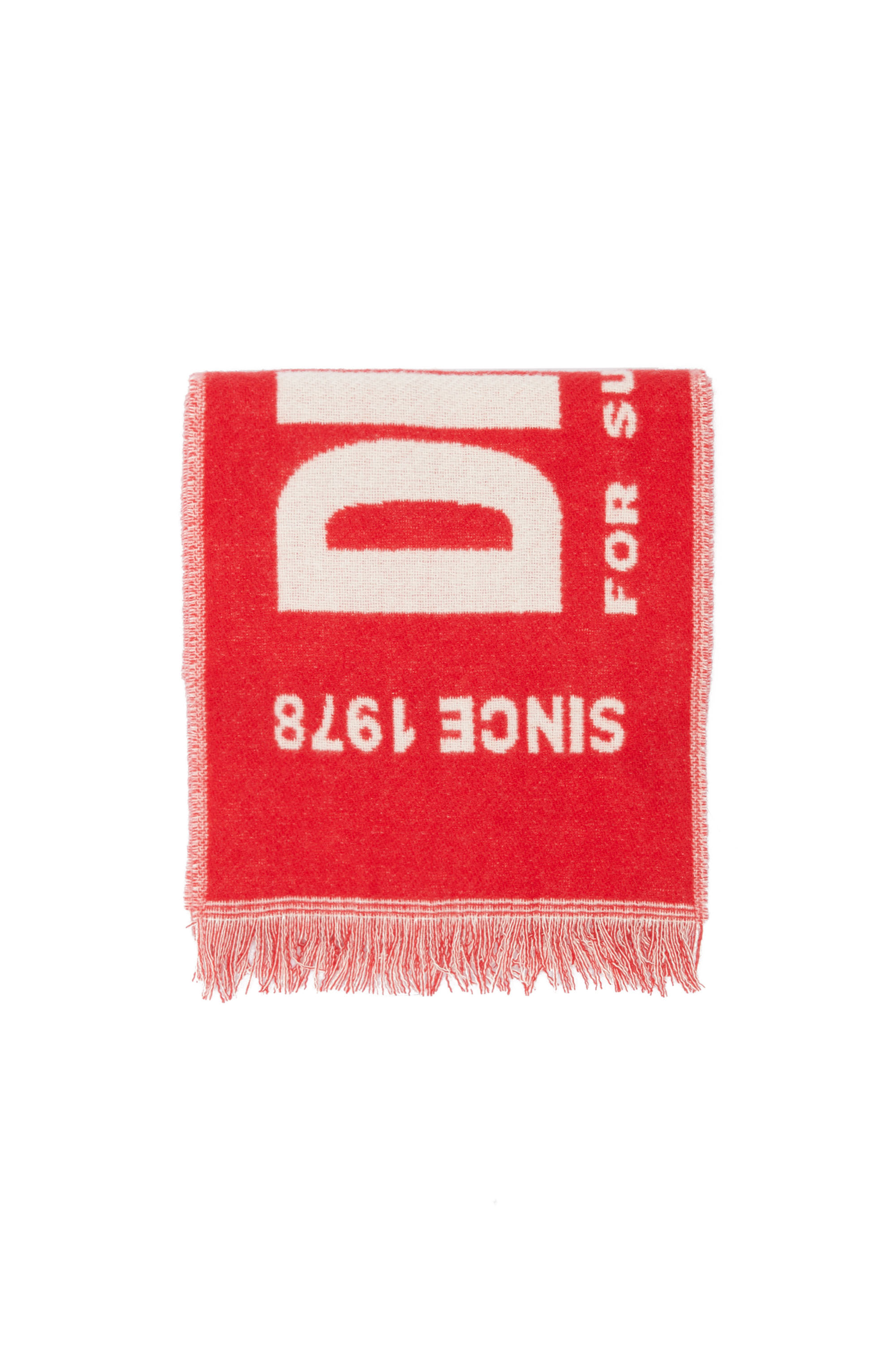 Diesel - S-BISC-NEW, Man's Blended wool scarf with jacquard logo in Red - 1