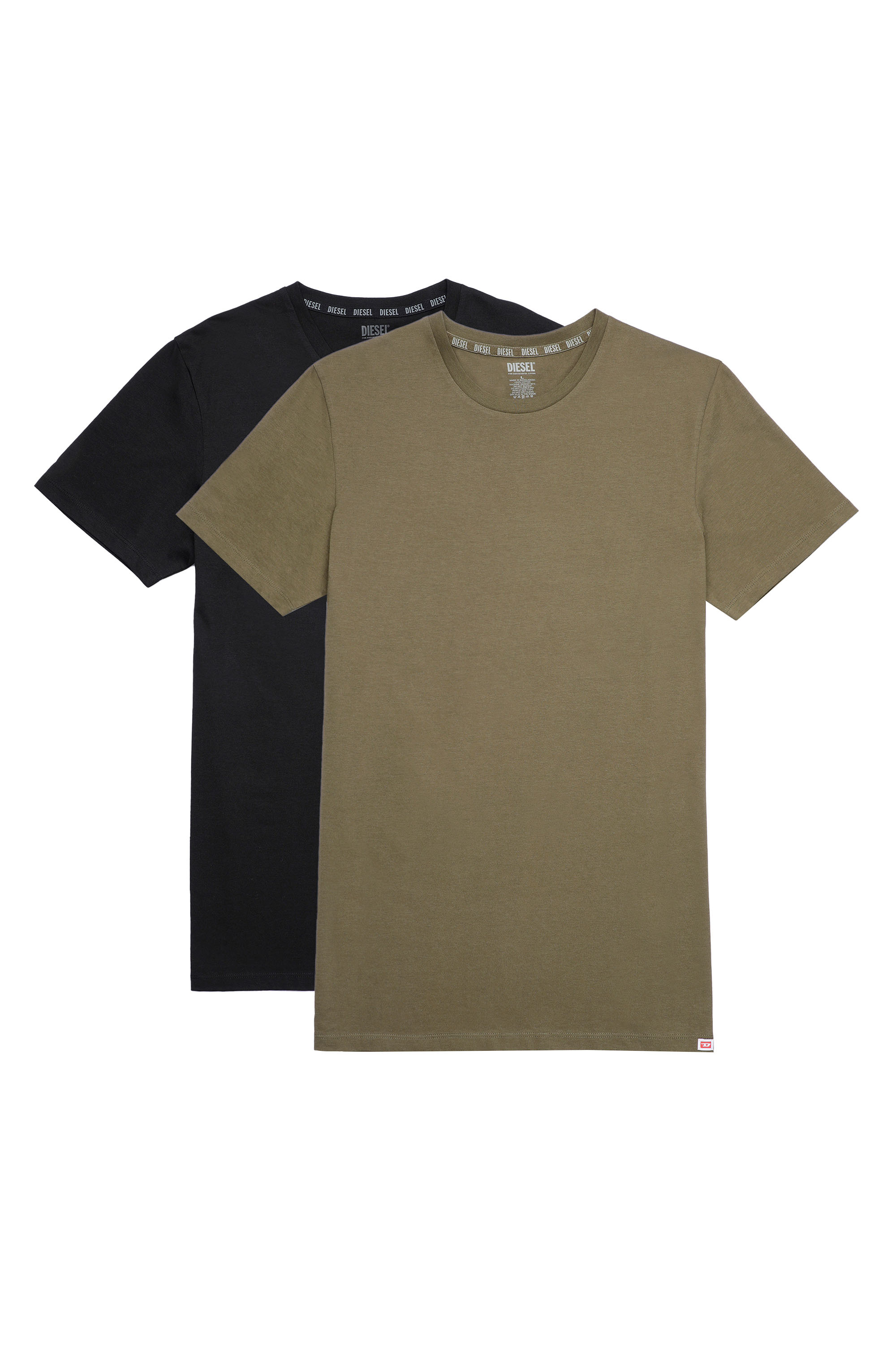 Diesel - UMTEE-RANDAL-TUBE-TWOPACK, Man's Two-pack of T-shirts with D patch in Black/Green - 1