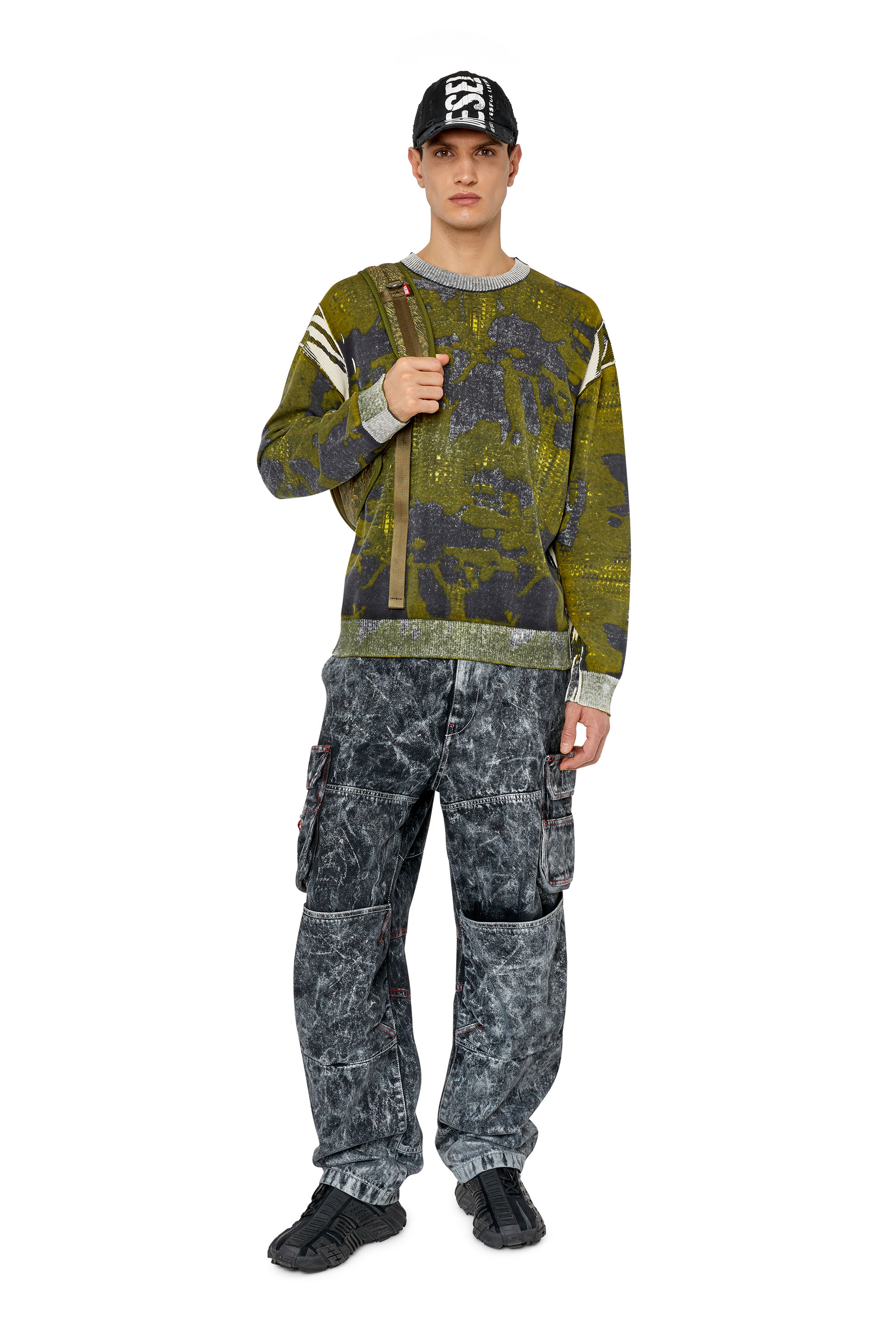 Diesel - K-LARAN, Man's Camo-print jumper in Black/Green - 2