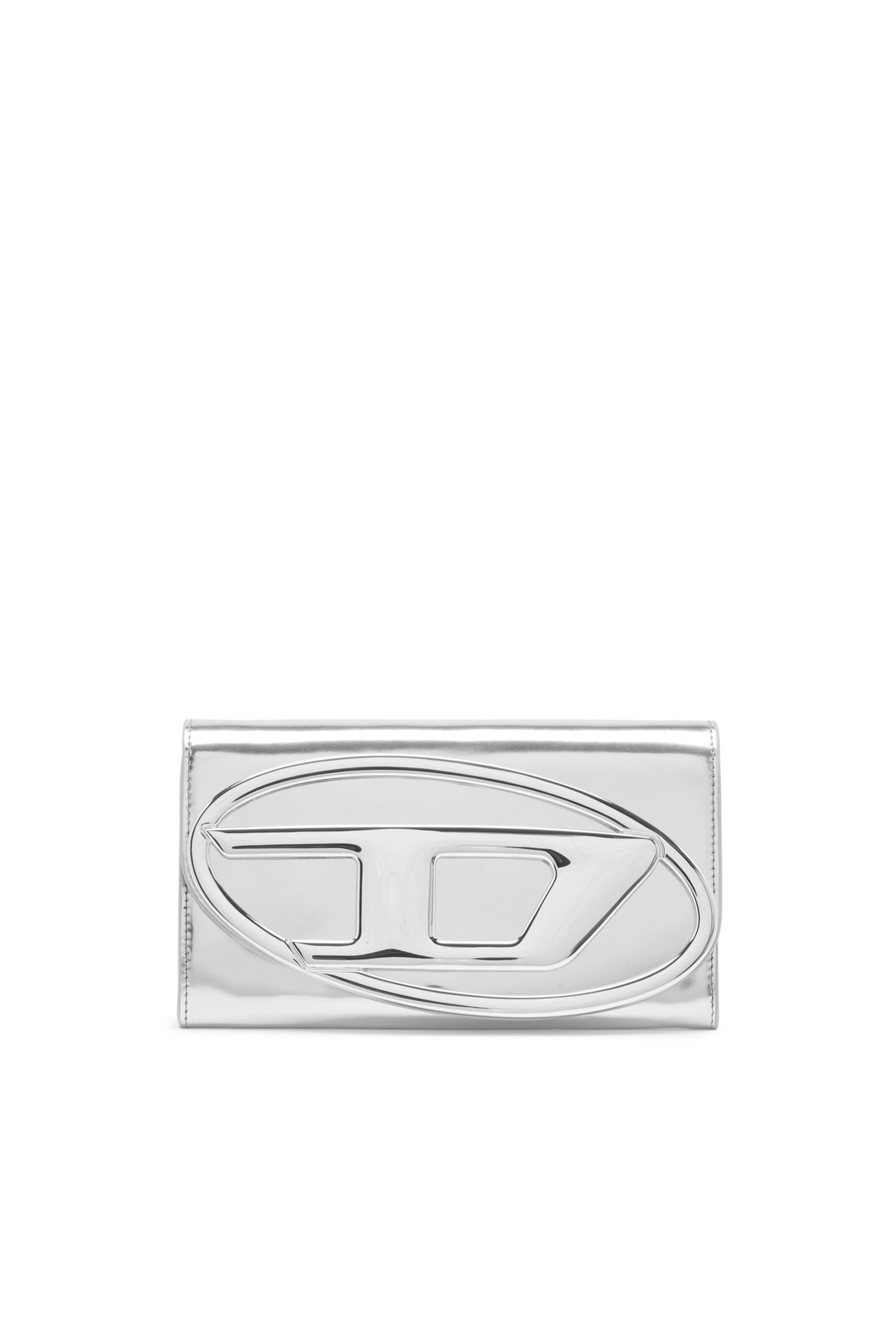 Diesel - LONG WALLET ZIP XXL, Woman's Wallet purse in metallic leather in Silver - 1