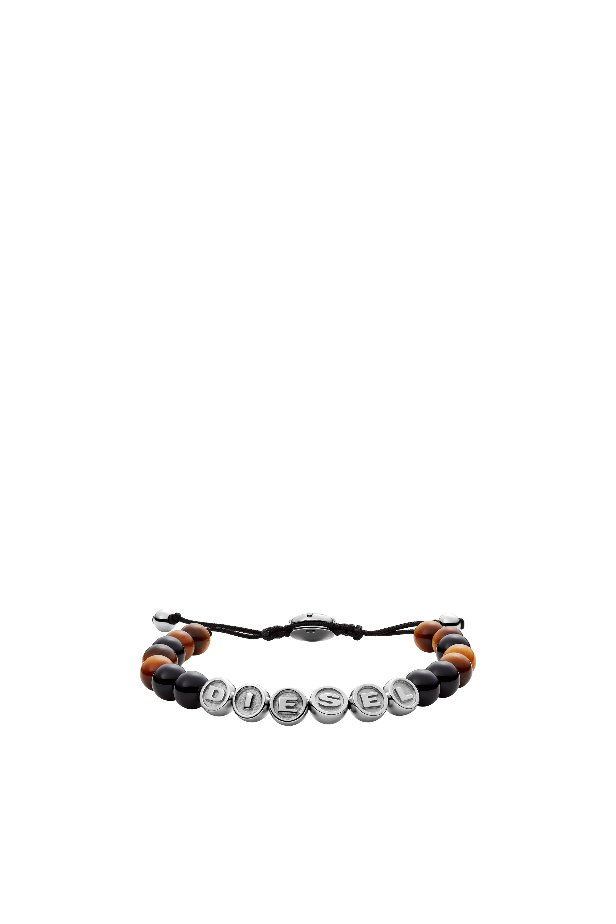 Diesel - DX1319, Man's Tiger's eye beaded bracelet in Black/Orange - 1
