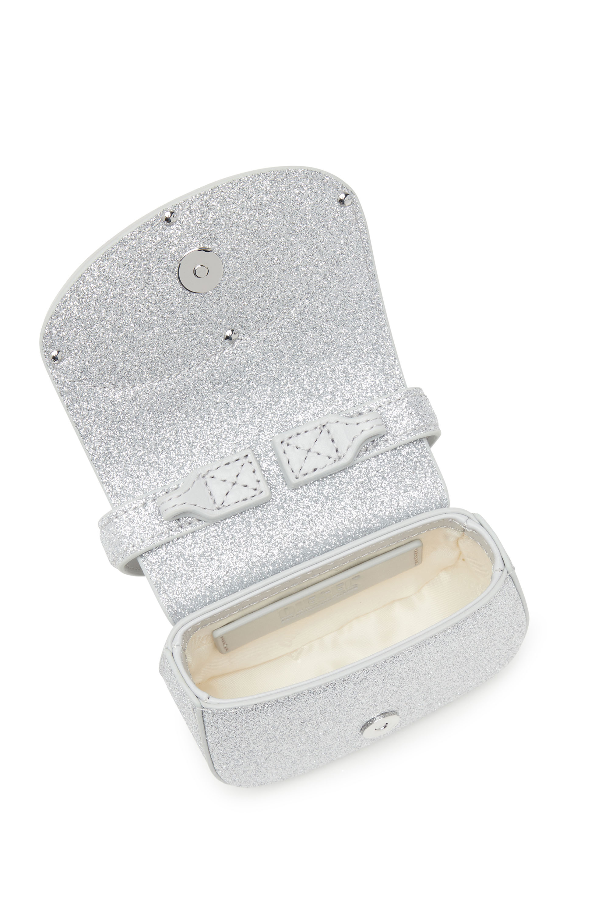 Diesel - 1DR XS, Woman's 1DR XS-Iconic mini bag in glitter fabric in Silver - 4