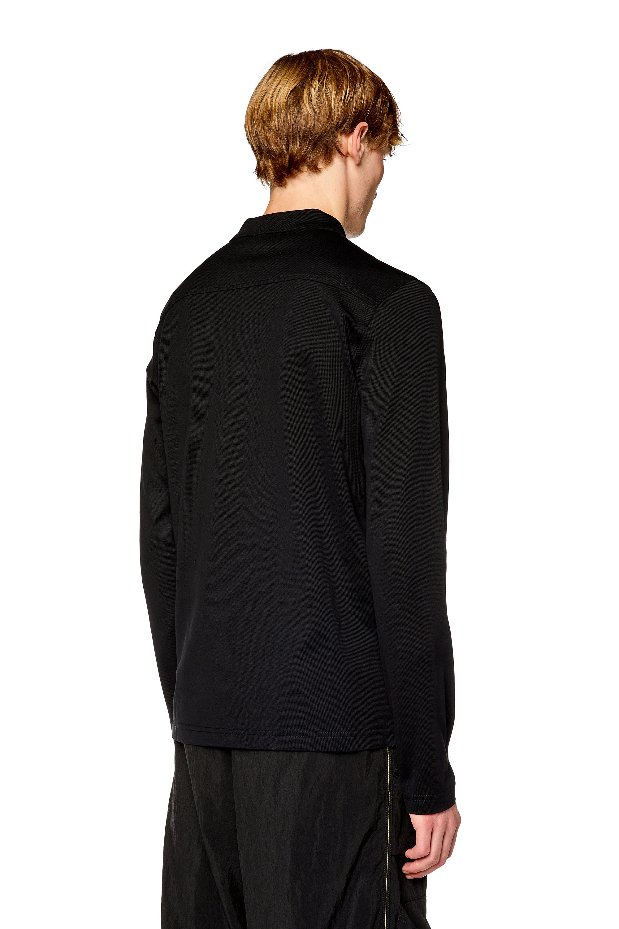 Diesel - T-SMITH-LS-DOVAL-PJ, Man's Long-sleeve polo shirt with logo print in Black - 2
