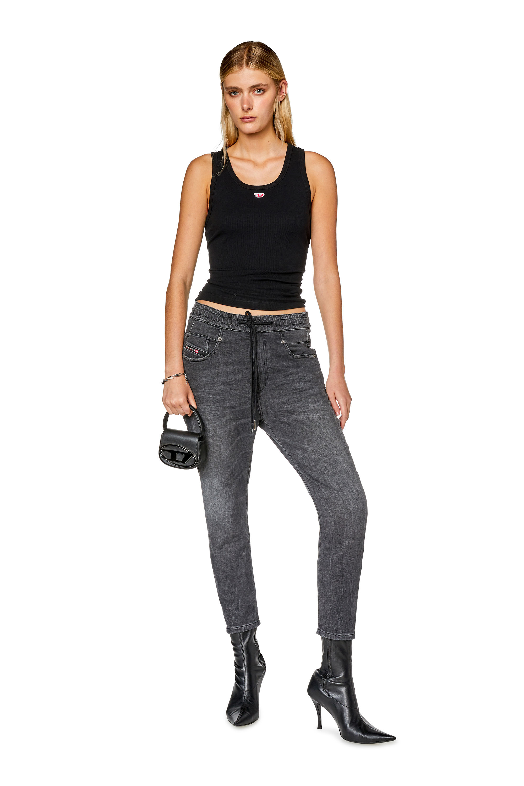 Diesel - Boyfriend 2041 D-Fayza Joggjeans® 068FS, Woman's Boyfriend 2041 D-Fayza Joggjeans® in Black/Dark grey - 2