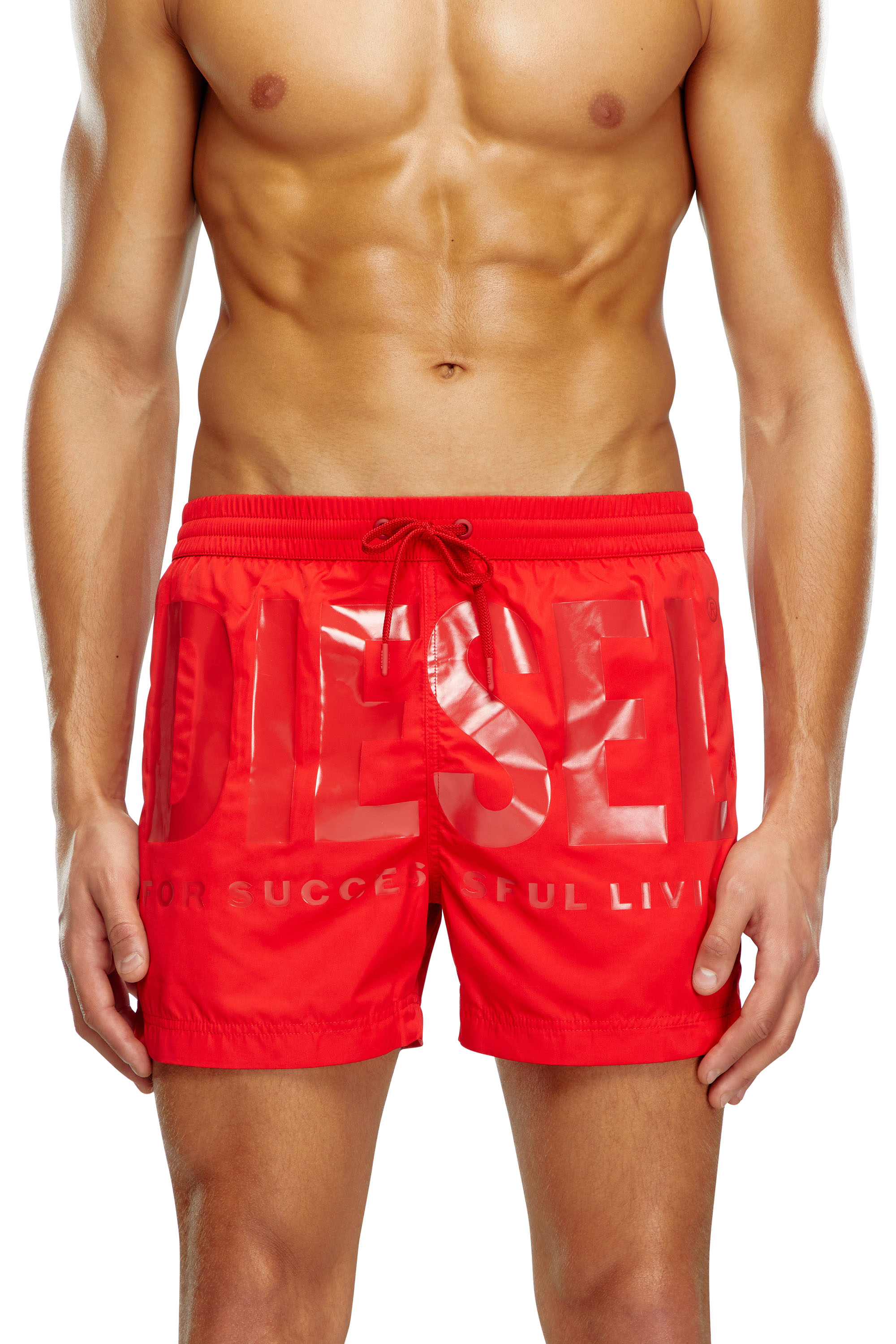 Diesel - BMBX-KEN-37, Man's Mid-length swim shorts with tonal logo in Red - 2