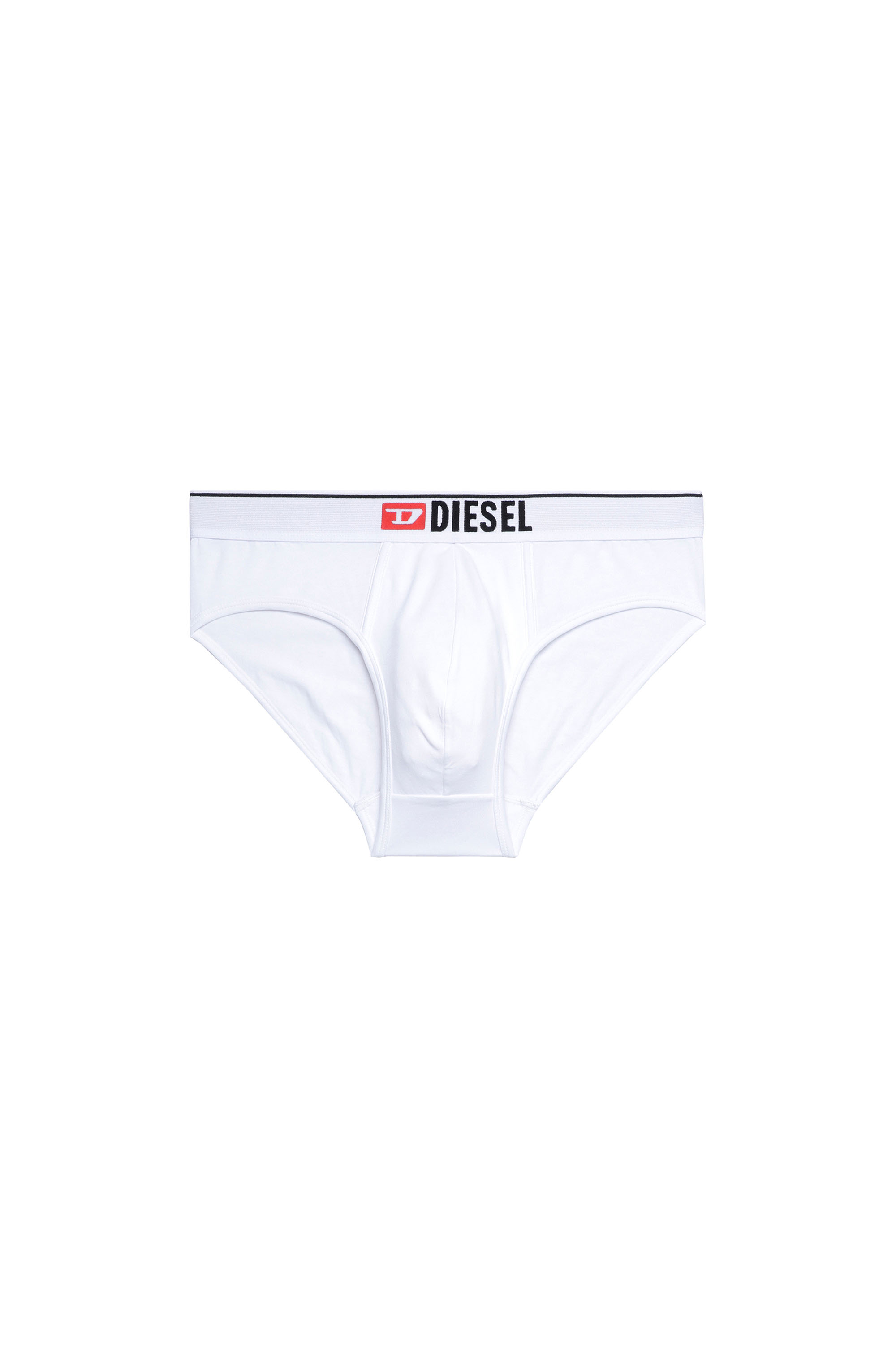 Diesel - UMBR-ANDRE, Man's Briefs with front logo waist in White - 2