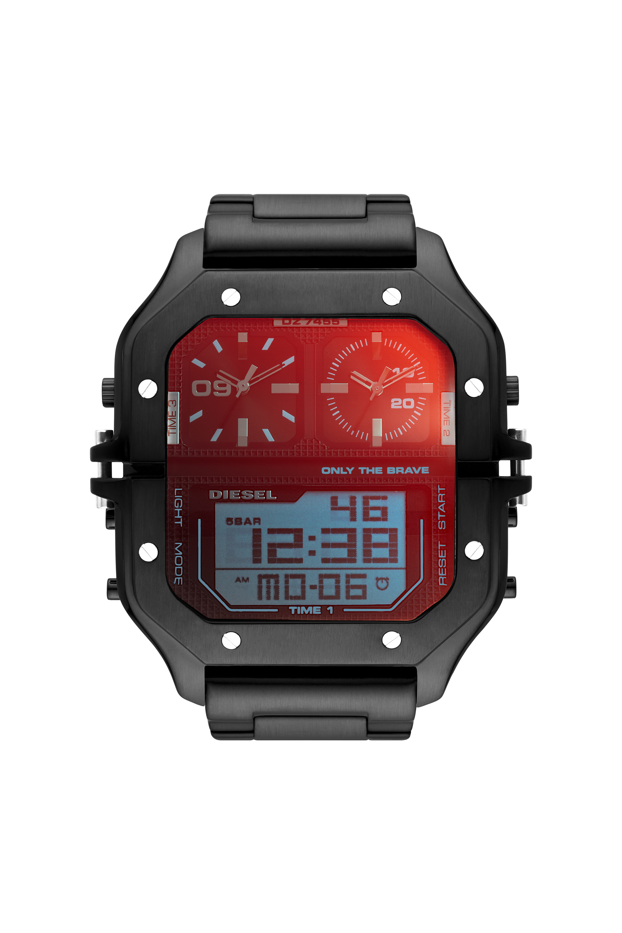 Diesel - DZ7455, Man's Clasher Ana-Digi black-tone stainless steel watch in Black - 1
