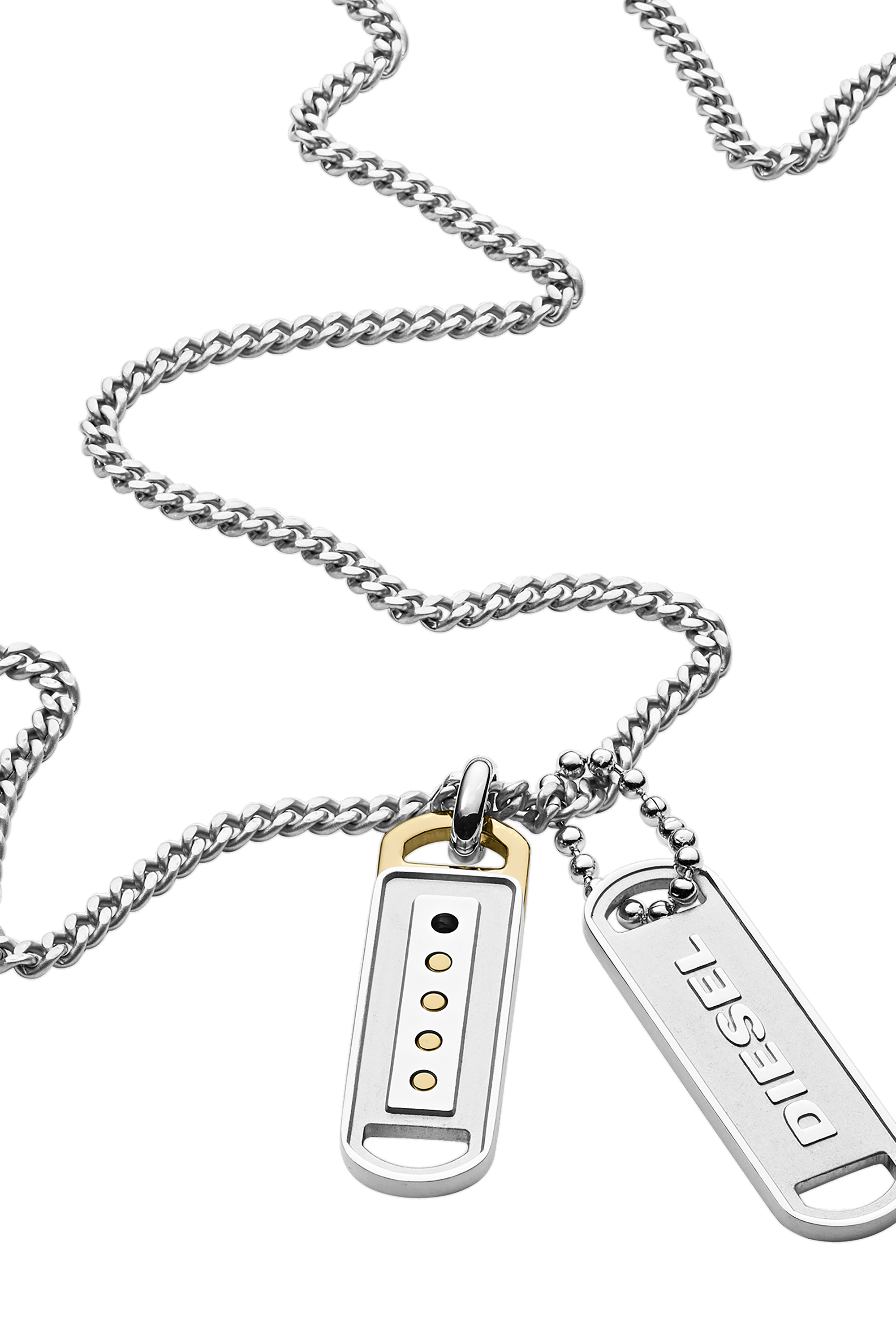 Diesel - DX1213, Man's Stainless Steel Double Pendant Necklace in Silver - 1