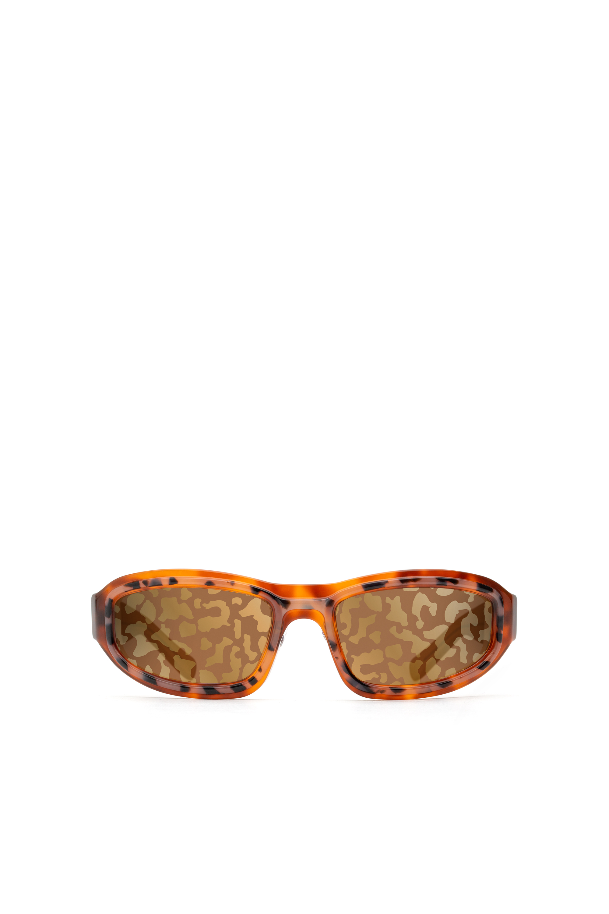 Diesel - DM0364, Unisex's Wraparound experimental construction sunglasses in Brown - 1