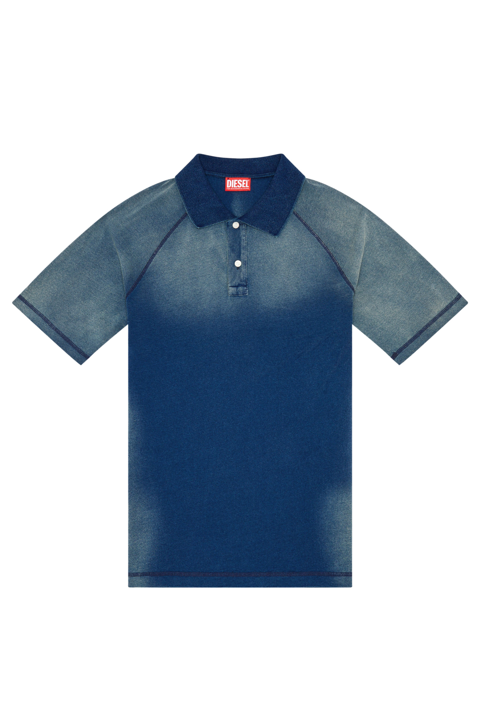 Diesel - T-RASMITH, Man's Polo shirt with sun-faded effects in Blue - 3