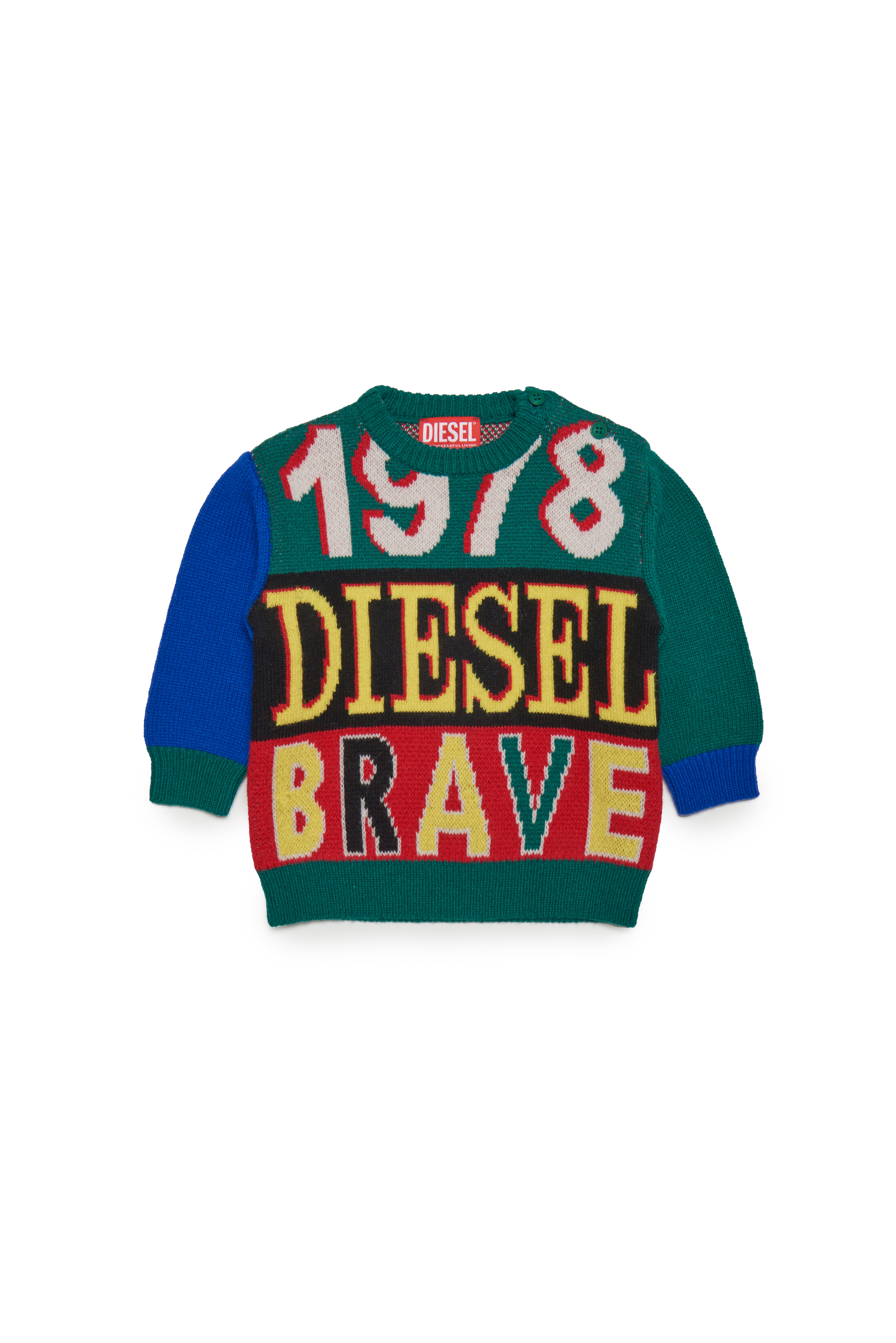 Diesel - KEYWOB, Unisex's Colour-block jumper with maxi logo in Multicolor - 1