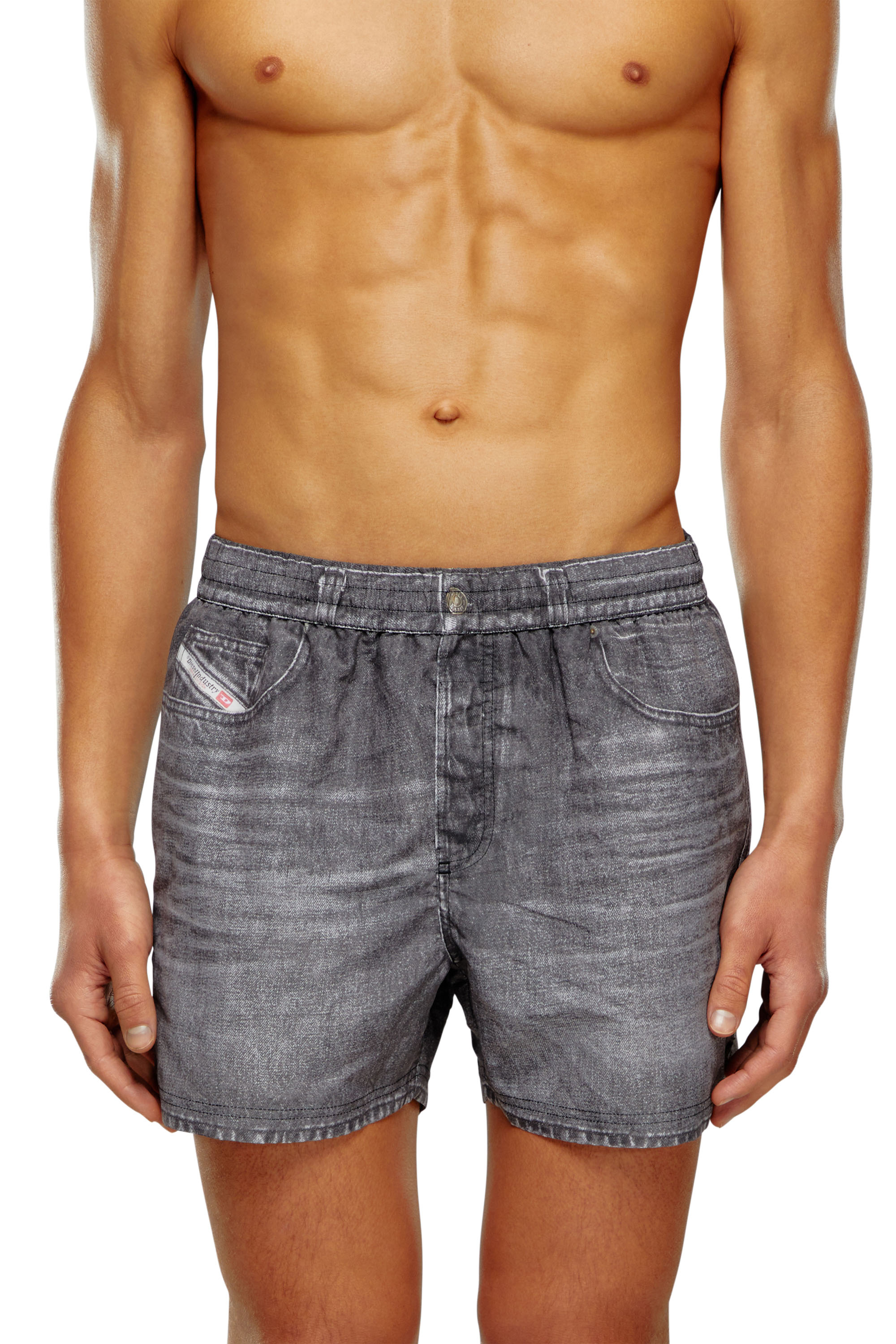 Diesel - BMBX-KEN-37, Man's Mid-length swim shorts with denim print in Black - 2