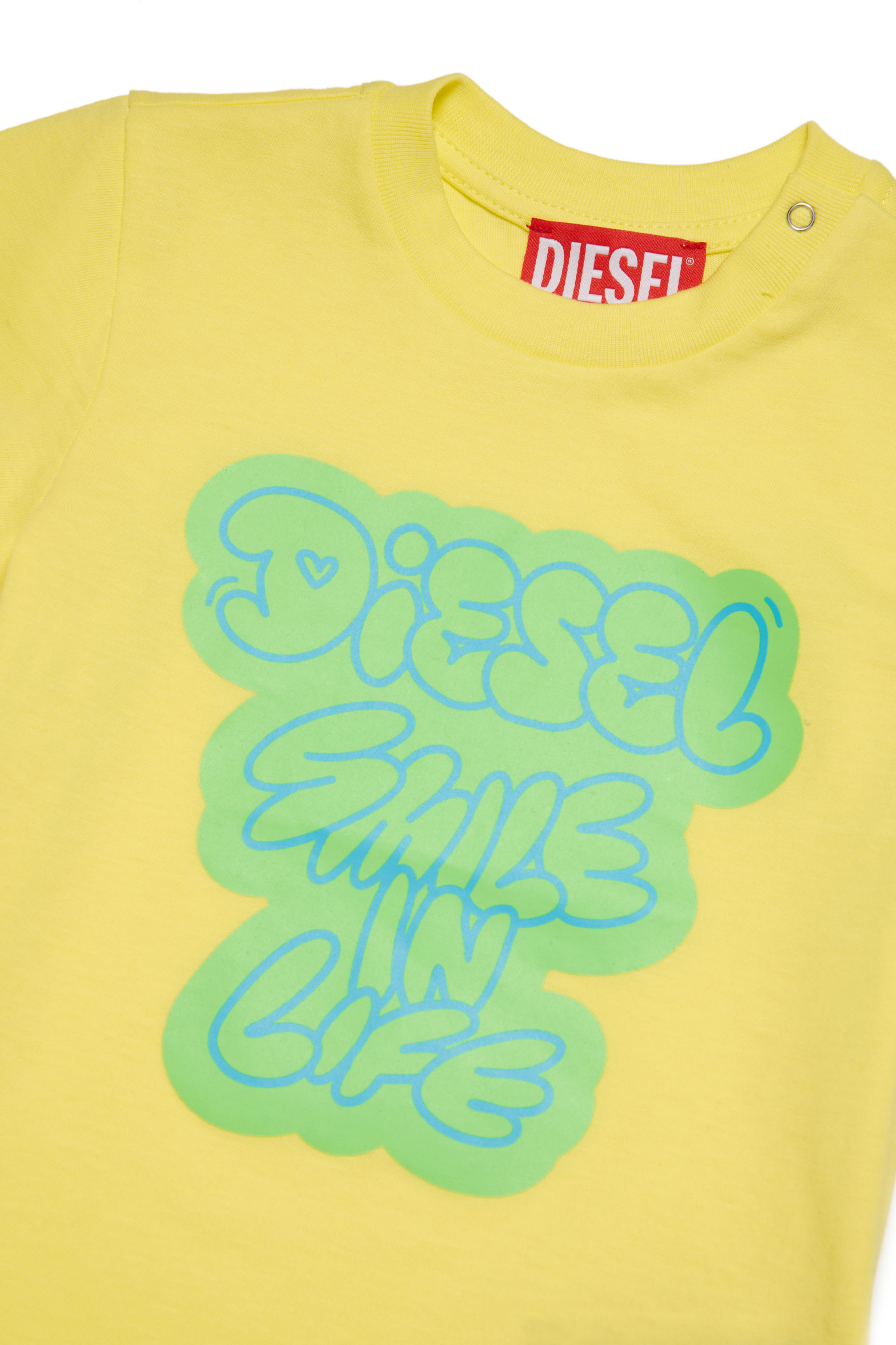 Diesel - TLASMB, Man's T-shirt with Smile in Life bubble print in Yellow - 3