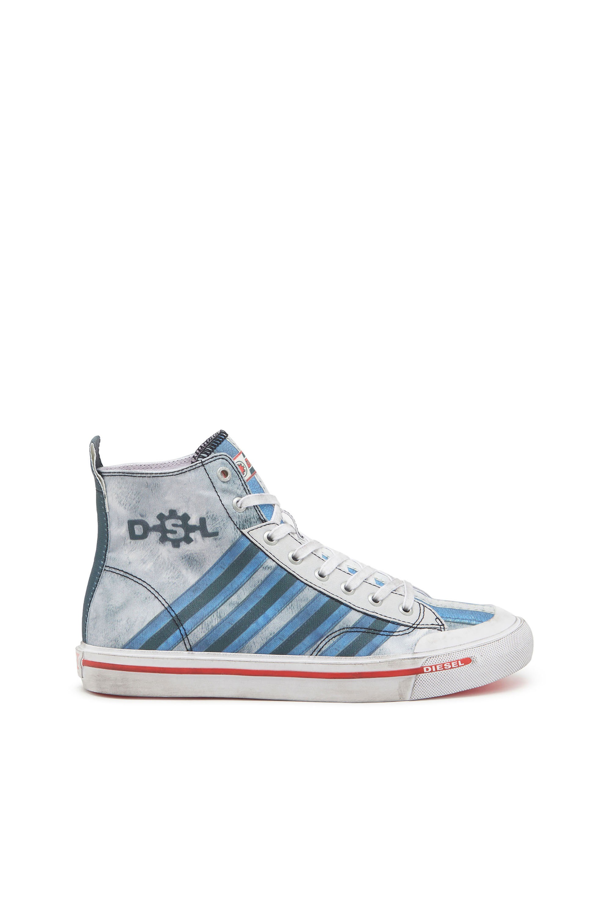 Diesel - S-ATHOS MID, Man's S-Athos Mid - High-top sneaker with all-over print in Light Blue - 1