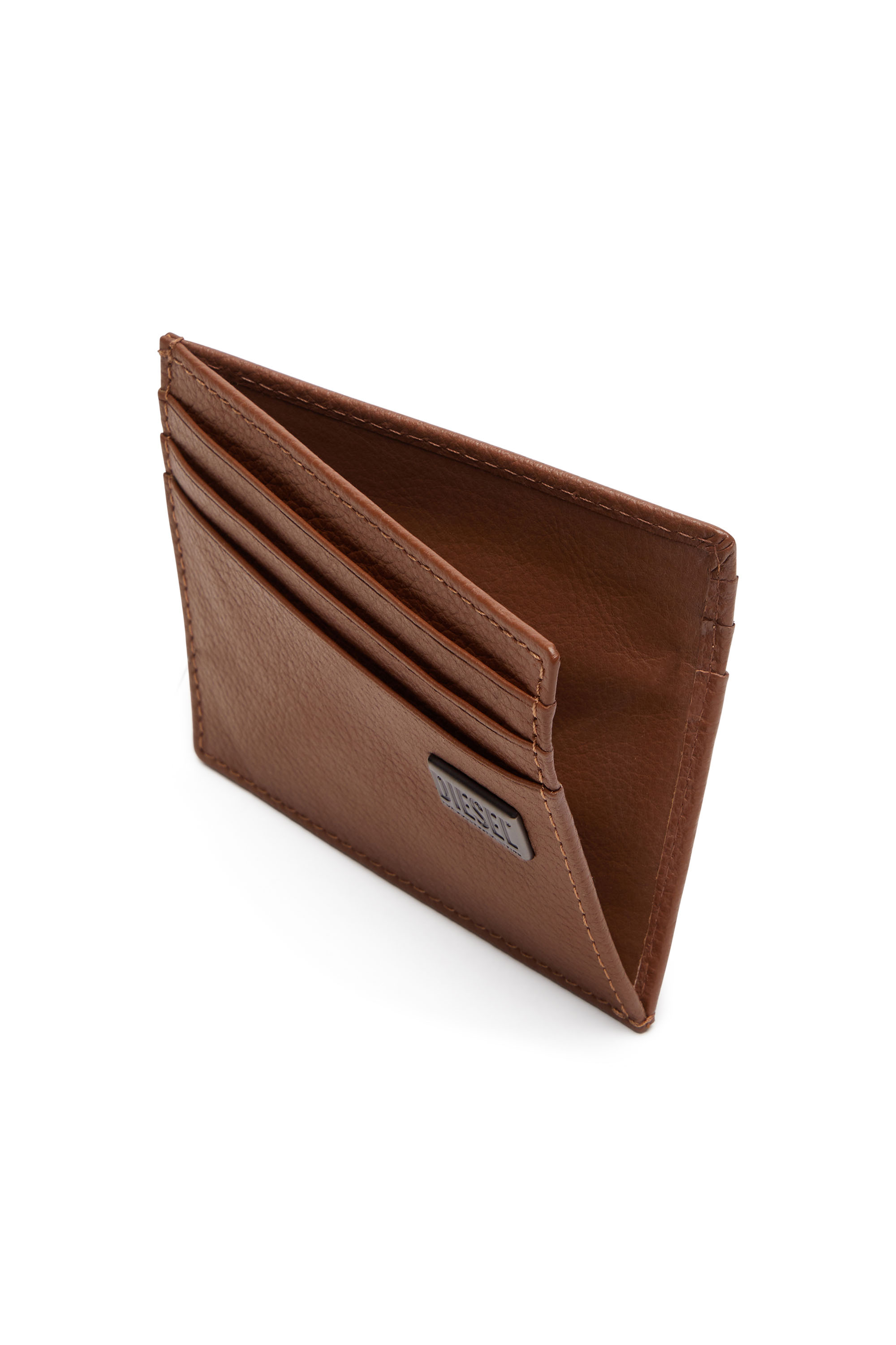 Diesel - MEDAL-D CARD HOLDER 6, Man's Card holder in grainy leather in Brown - 3