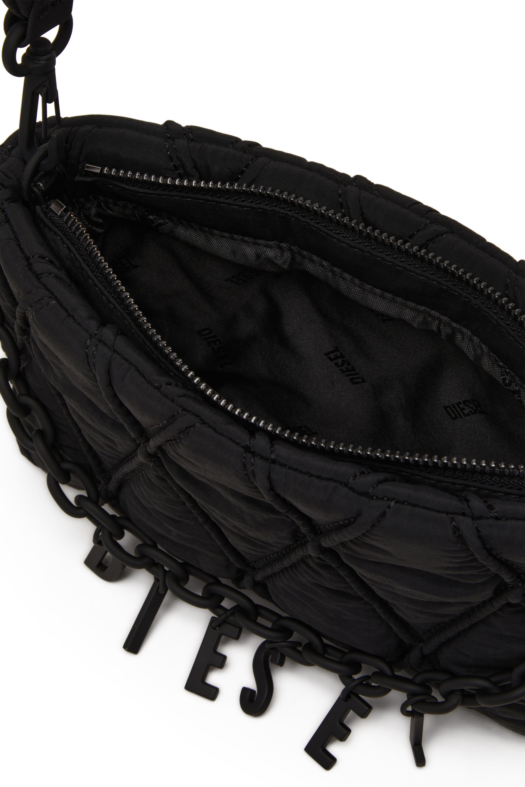 Diesel - CHARM-D POUCH, Woman's Pouch in quilted nylon in Black - 4