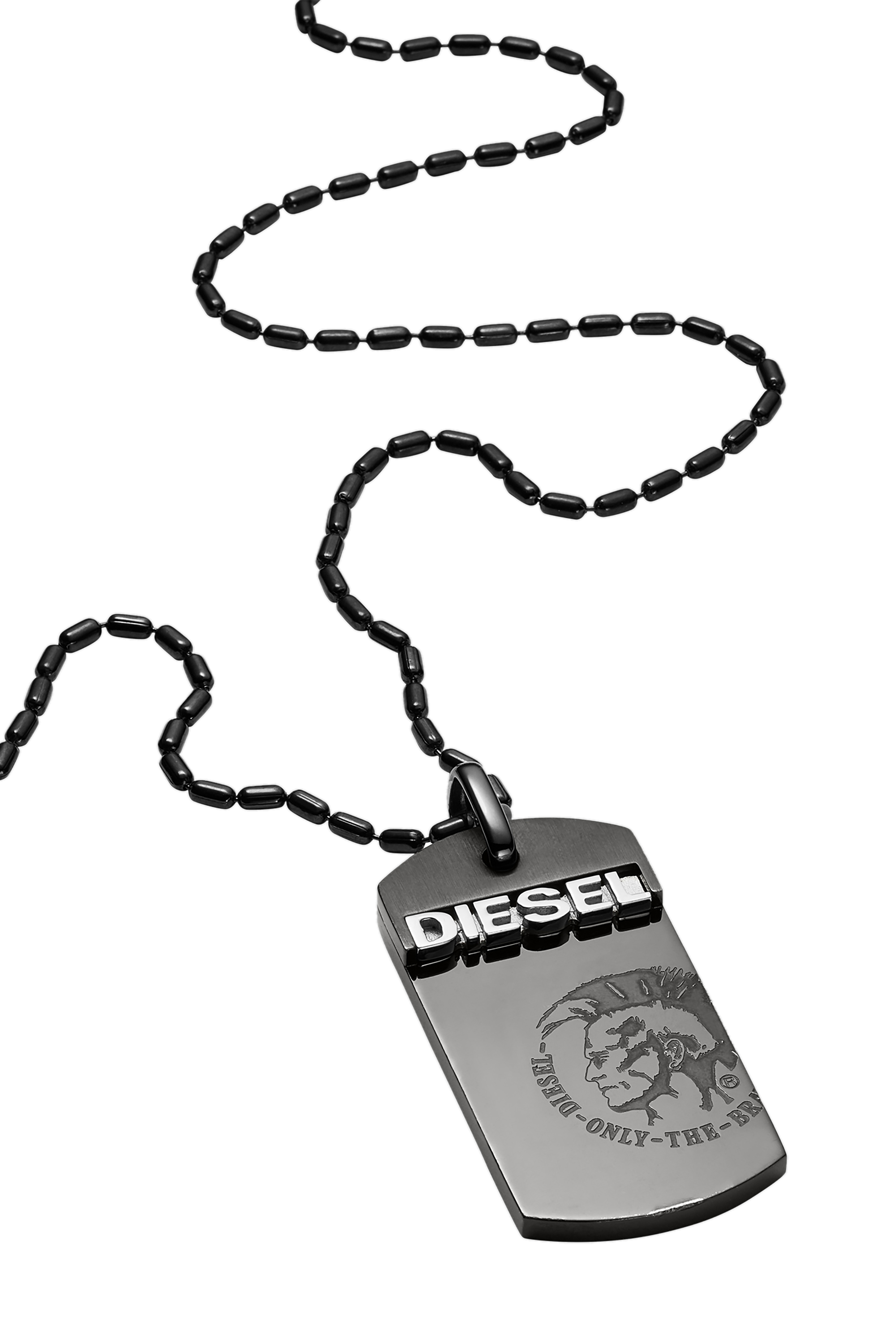 Diesel - DX0004, Man's Stainless steel gunmetal dog tag necklace in Black - 1
