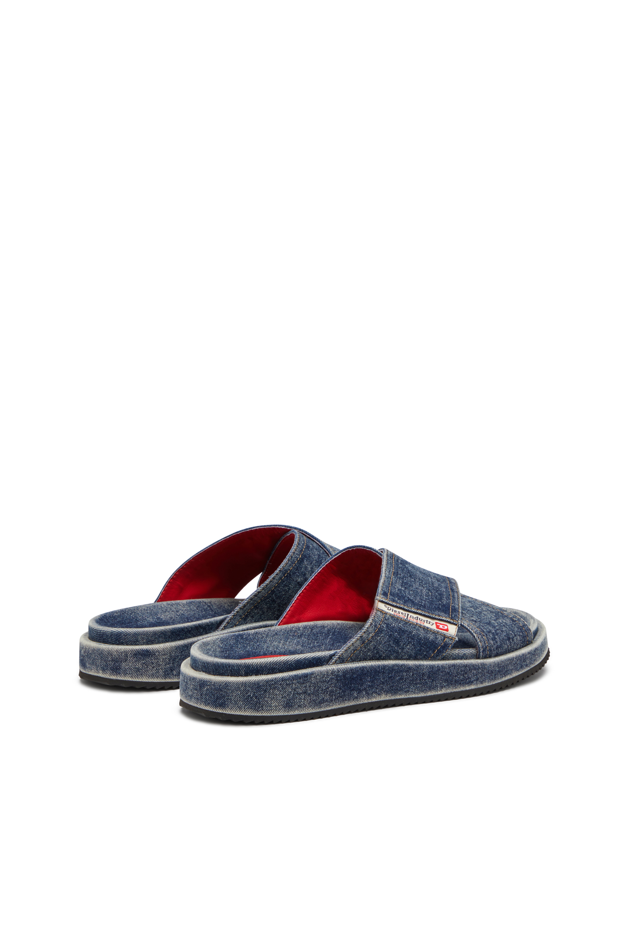 Diesel - SA-SLIDE CRIS CROS, Unisex's Sa-Slide-Denim slides with criss-cross straps in Blue - 3