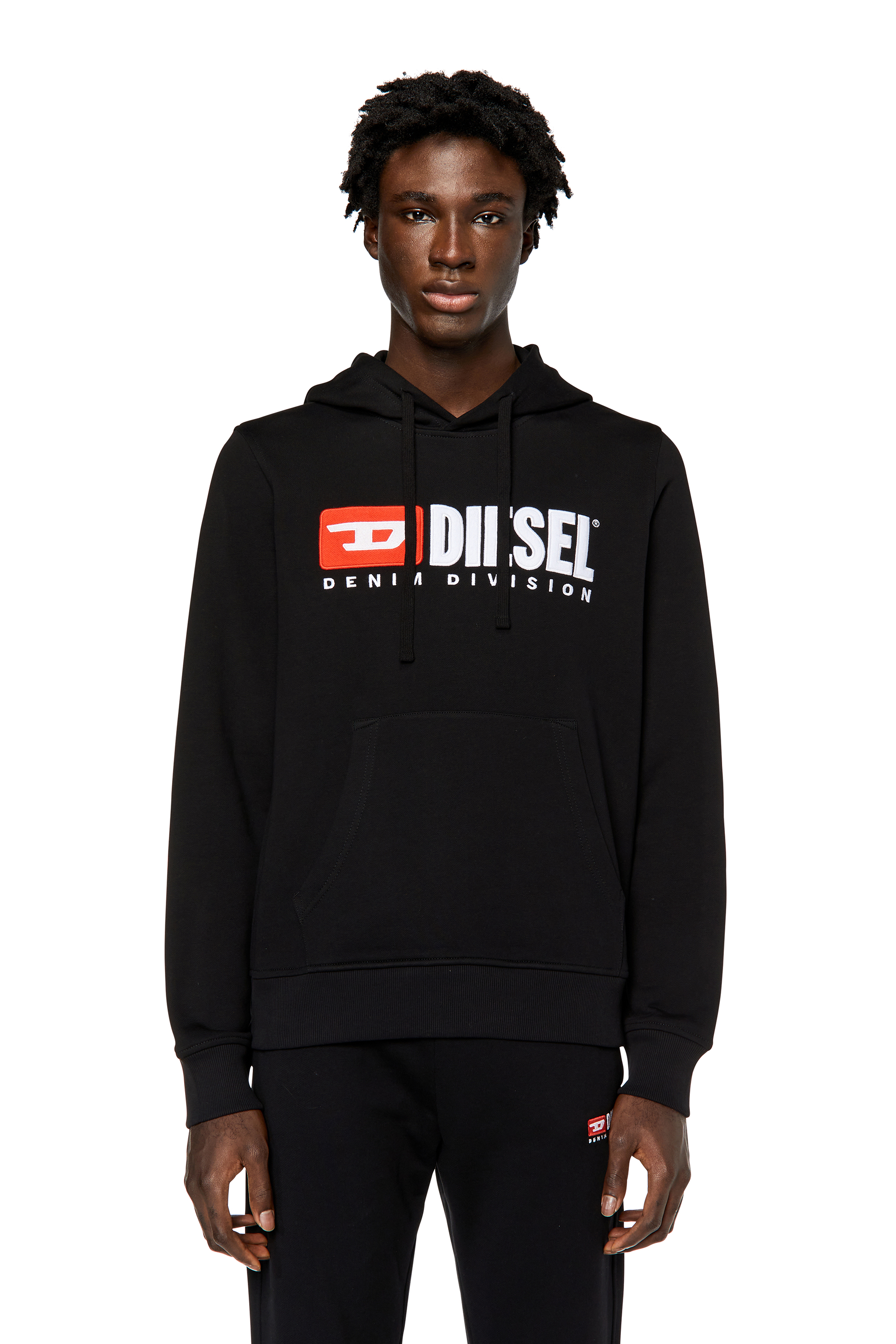 Diesel - S-GINN-HOOD-DIV, Man's Hoodie with logo appliqué in Black - 1