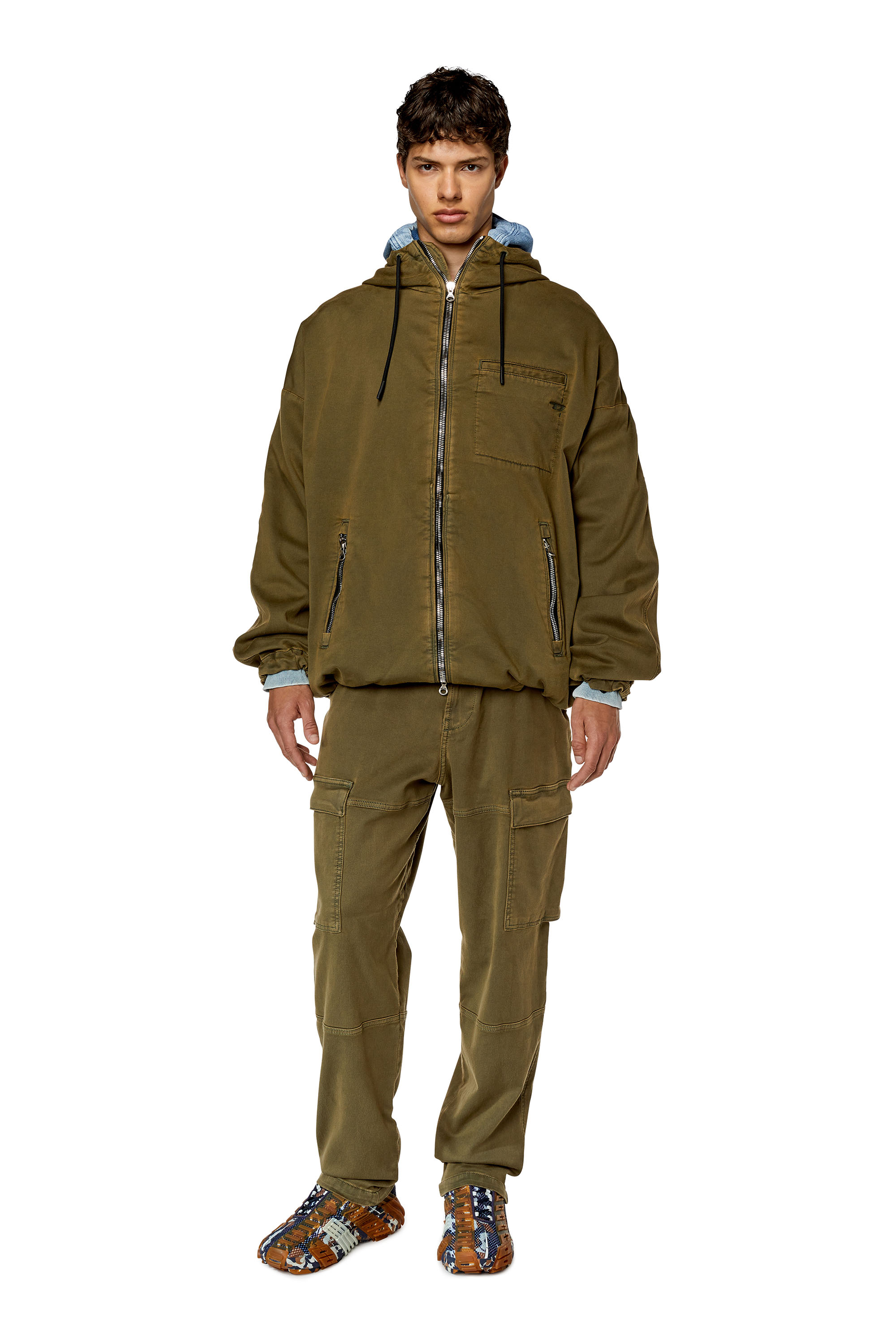 Diesel - D-HENNES JOGG, Man's Hooded JoggJeans jacket in Military Green - 2